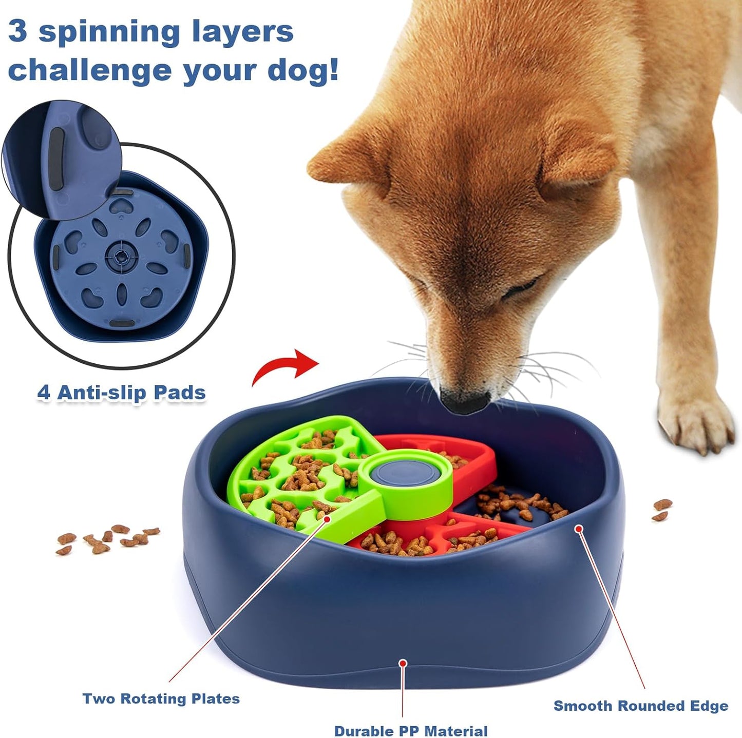 Interactive Slow Feeder Dog Bowl - Engaging Puzzle Game for Small & Medium Dogs