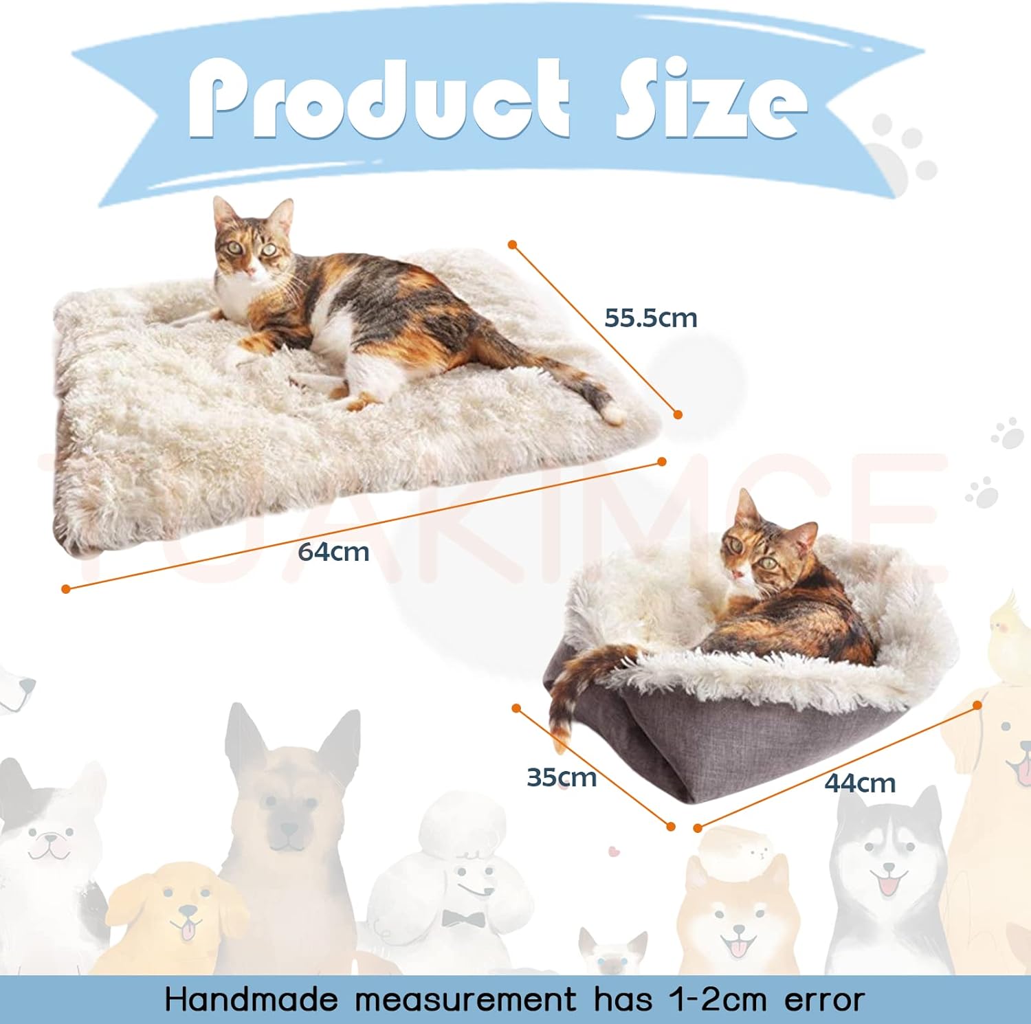 Cosy 2-in-1 Plush Cat Bed & Blanket for Medium Pets - Washable Fluffy Mat 