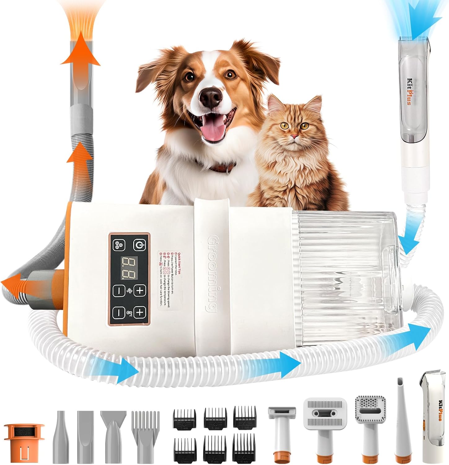 Ultimate 3-in-1 Pet Grooming Solution: Rechargeable Hair Trimmer with 28000Pa Suction, 2L Vacuum Capacity, 9 Tools & LED Touch Screen