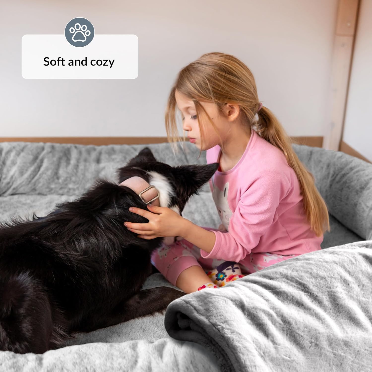 Cosy Human Dog Bed for Adults & Pets | Oversized Bean Bag Dog Bed with Detachable Cover & Blanket