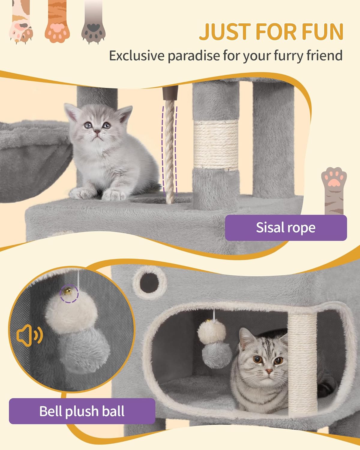 Deluxe 180cm Multi-Level Cat Tree with 8 Scratching Posts, Platforms, Caves & Plush Toys