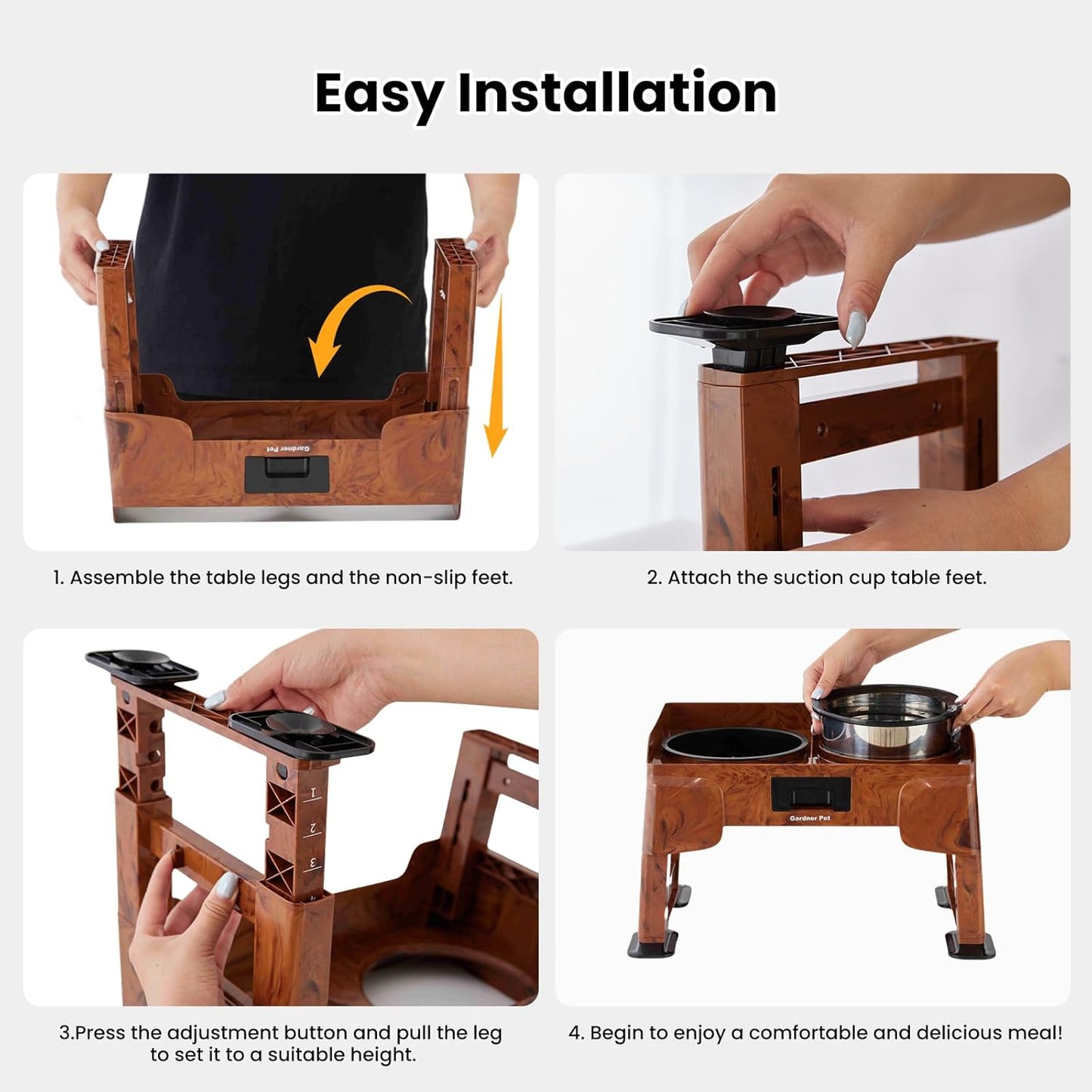 Adjustable Elevated Dog Bowls - 2-in-1 Non-Spill Water & Slow Feeding Bowl, Non-Slip Stand for Small, Medium & Large Dogs