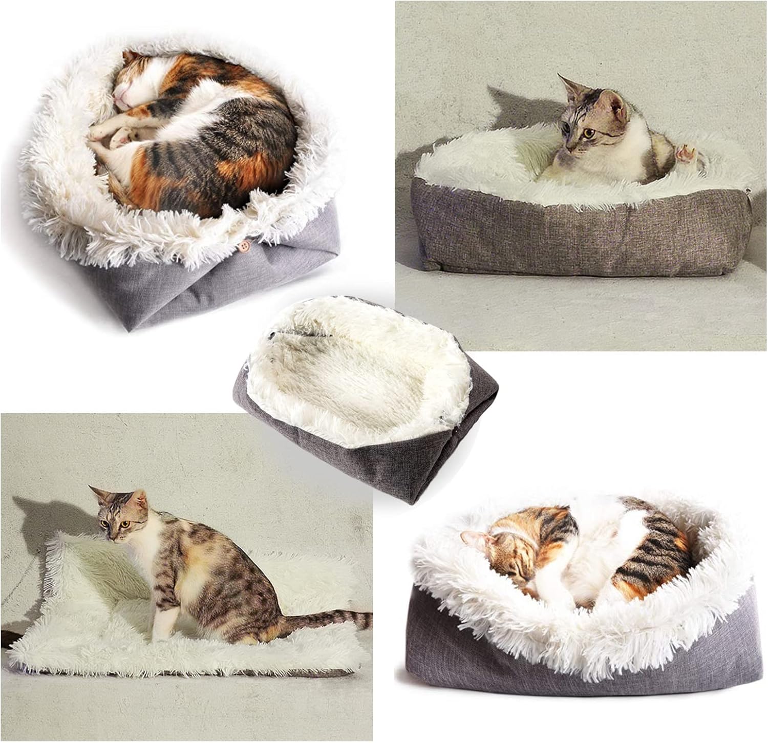 Cosy 2-in-1 Plush Cat Bed & Blanket for Medium Pets - Washable Fluffy Mat 