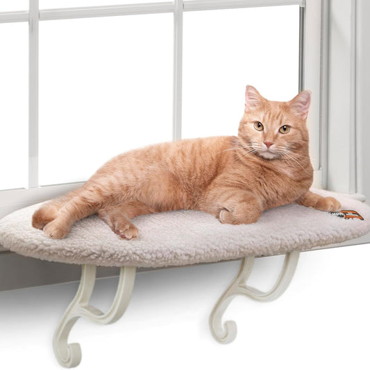 Cosy Kitty Windowsill Hammock Perch Bed - Soft Fleece, Easy Fit & Machine Washable - Cream 35.5cm x 60.96cm