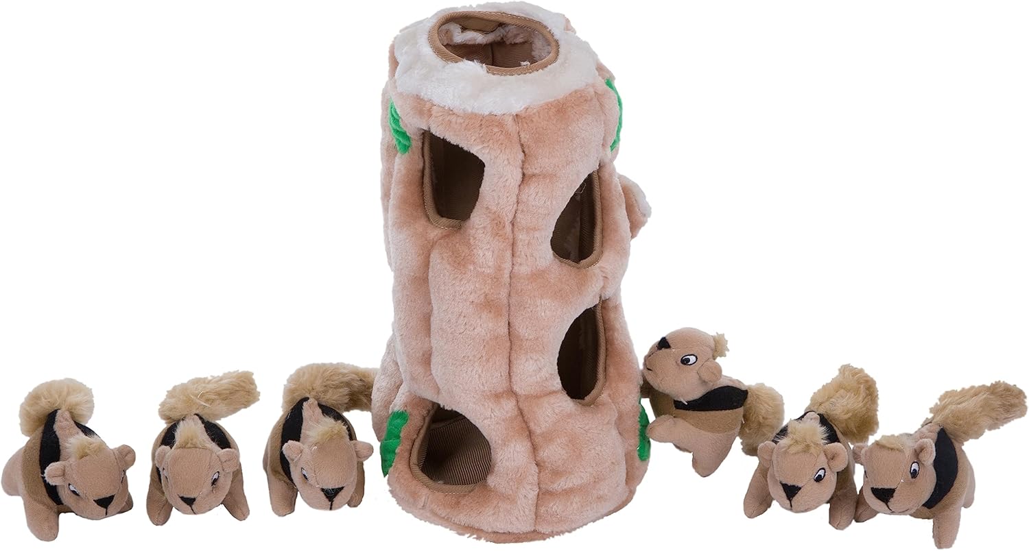 Plush Squirrel Hide and Seek Dog Toy - Interactive Squeaky Toy for Birthday Fun, Mental Stimulation, and Boredom Relief