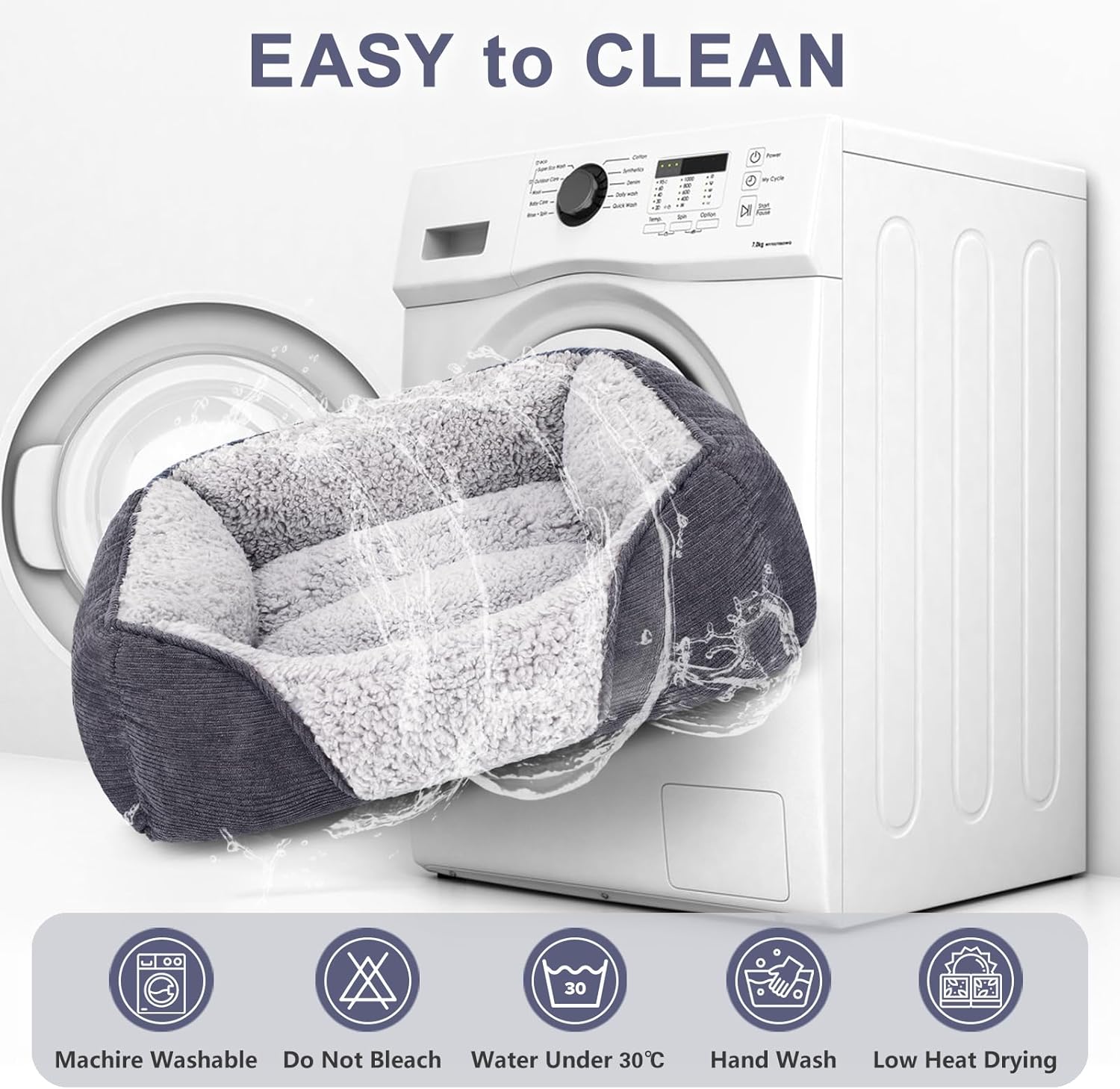 Ultimate Dog Bed - Washable & Waterproof, Supports Bone Health with Plush Fibre Cotton Fill