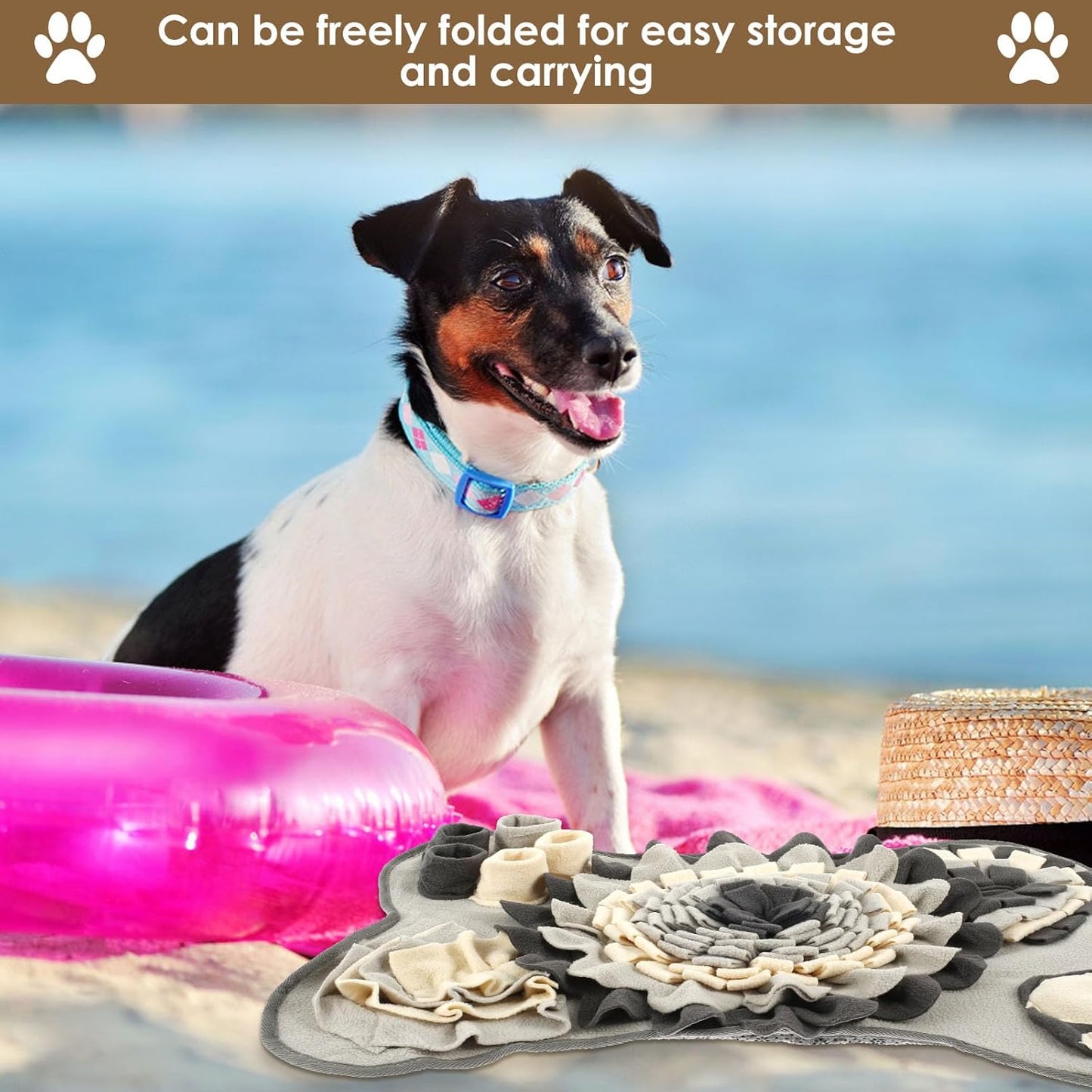 Snuffle Mat for Dogs - Soft, Washable Feeding Mat with Anti-Slip Design for Treats - Perfect for Puppies & Small to Medium Dogs (64x43cm)