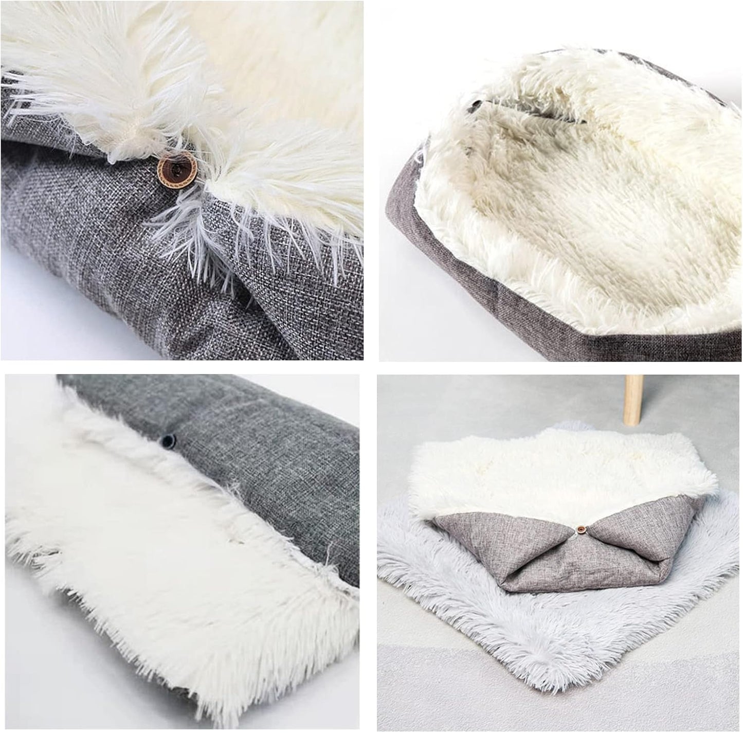 Cosy 2-in-1 Plush Cat Bed & Blanket for Medium Pets - Washable Fluffy Mat 