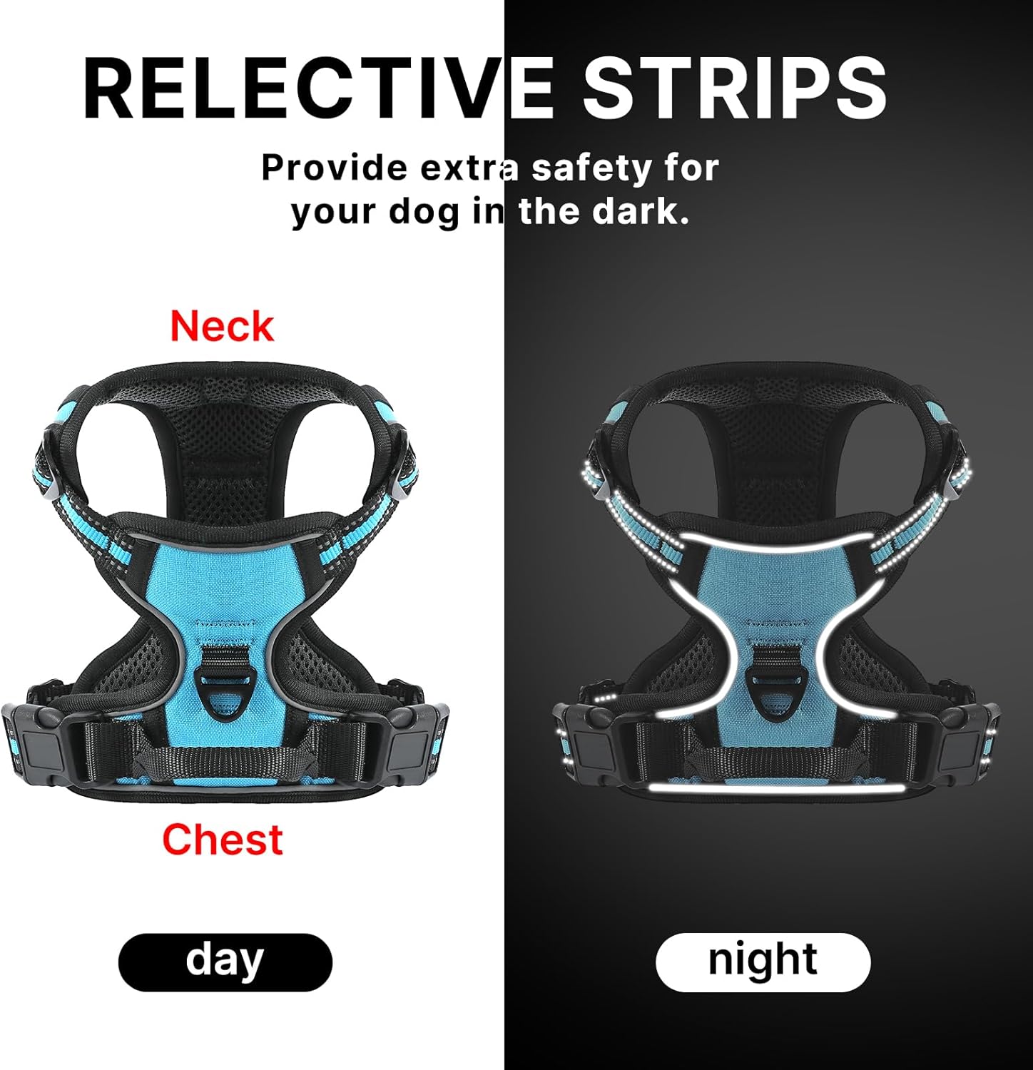 No-Pull Adjustable Dog Harness - Reflective Front Clip with Easy Control Handle, Perfect for Small to Large Dogs