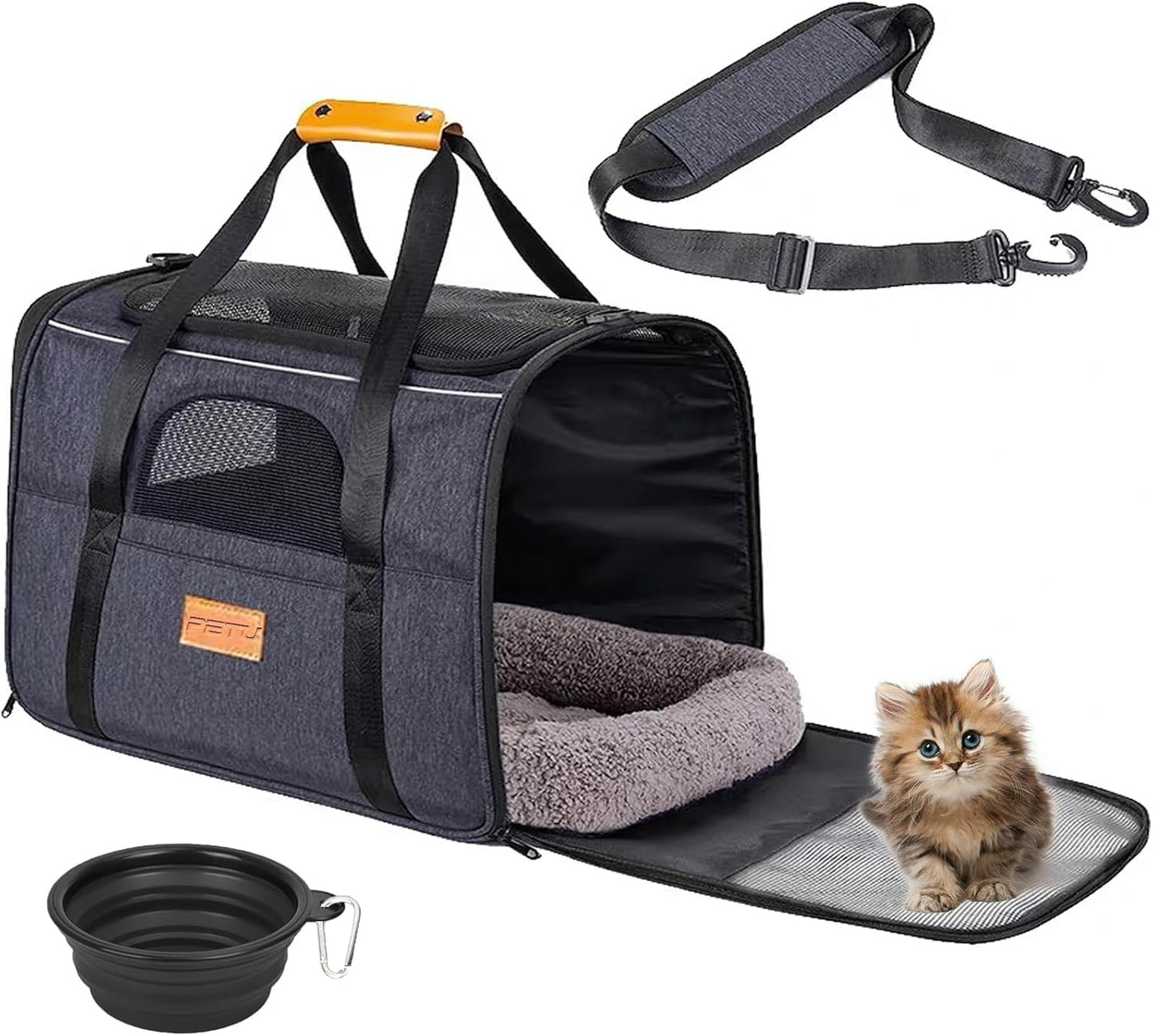 Premium Lightweight Foldable Pet Carrier Bag - Top Opening Dog & Cat Travel Bag with Removable Mat & Handles - Portable Puppy Carry Bag for Small to Large Pets