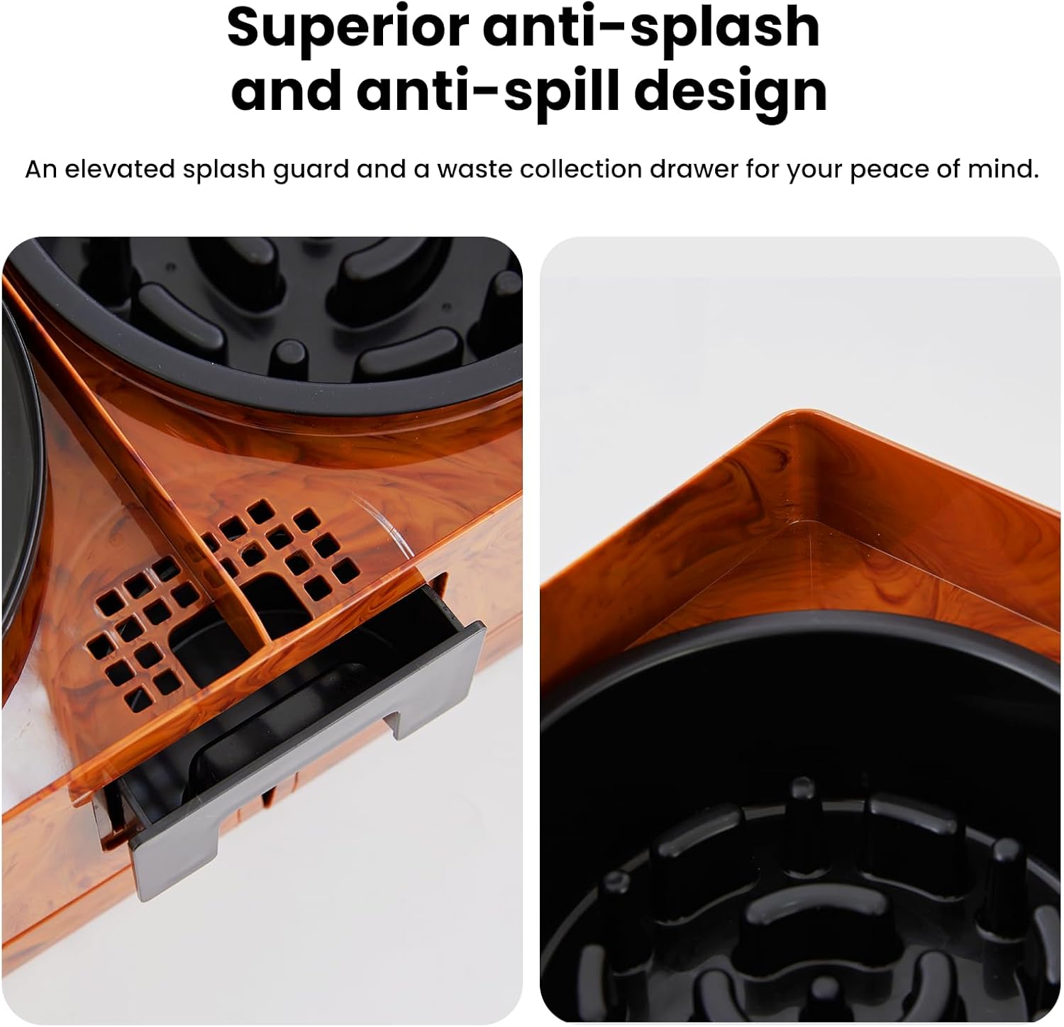 Adjustable Elevated Dog Bowls - 2-in-1 Non-Spill Water & Slow Feeding Bowl, Non-Slip Stand for Small, Medium & Large Dogs