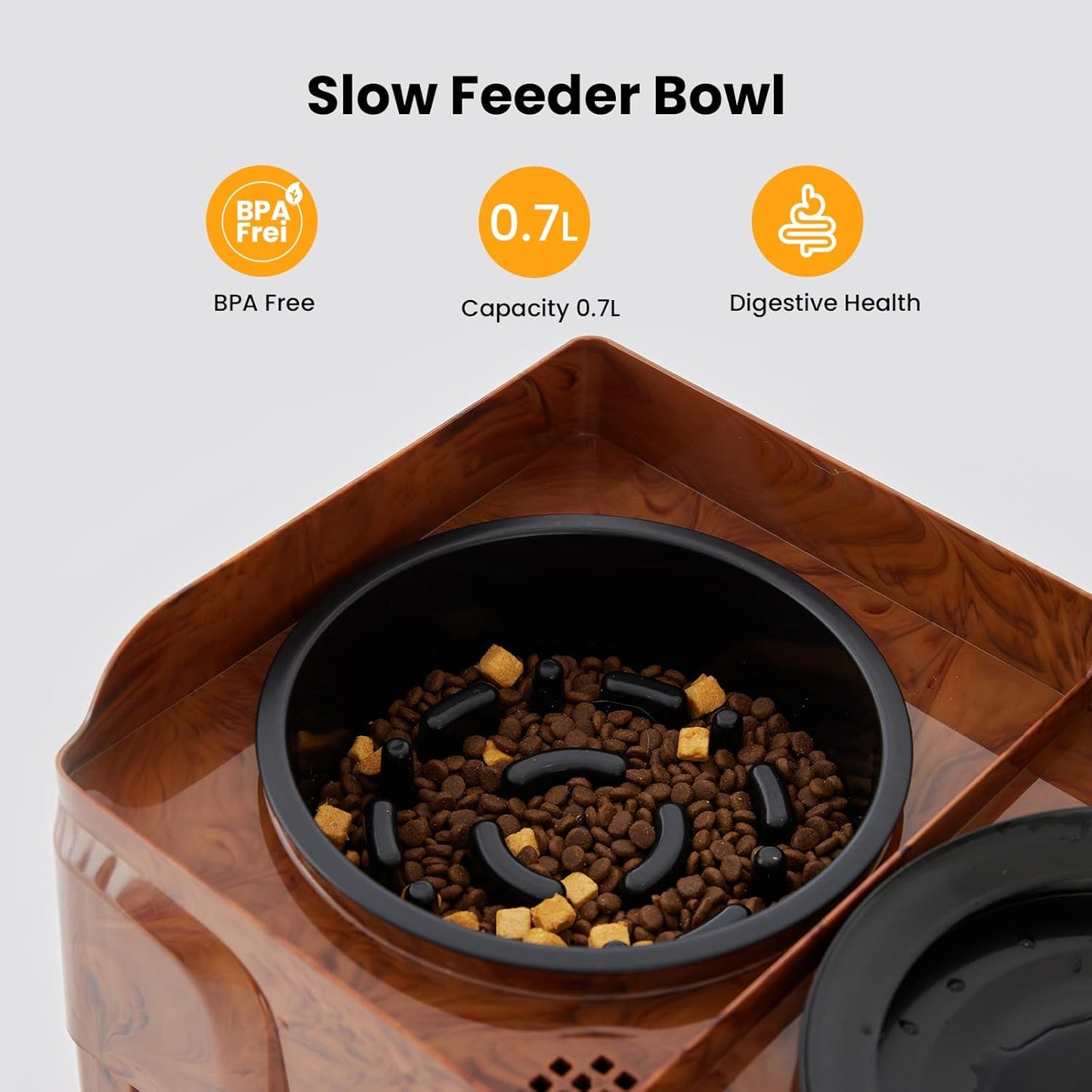 Adjustable Elevated Dog Bowls - 2-in-1 Non-Spill Water & Slow Feeding Bowl, Non-Slip Stand for Small, Medium & Large Dogs