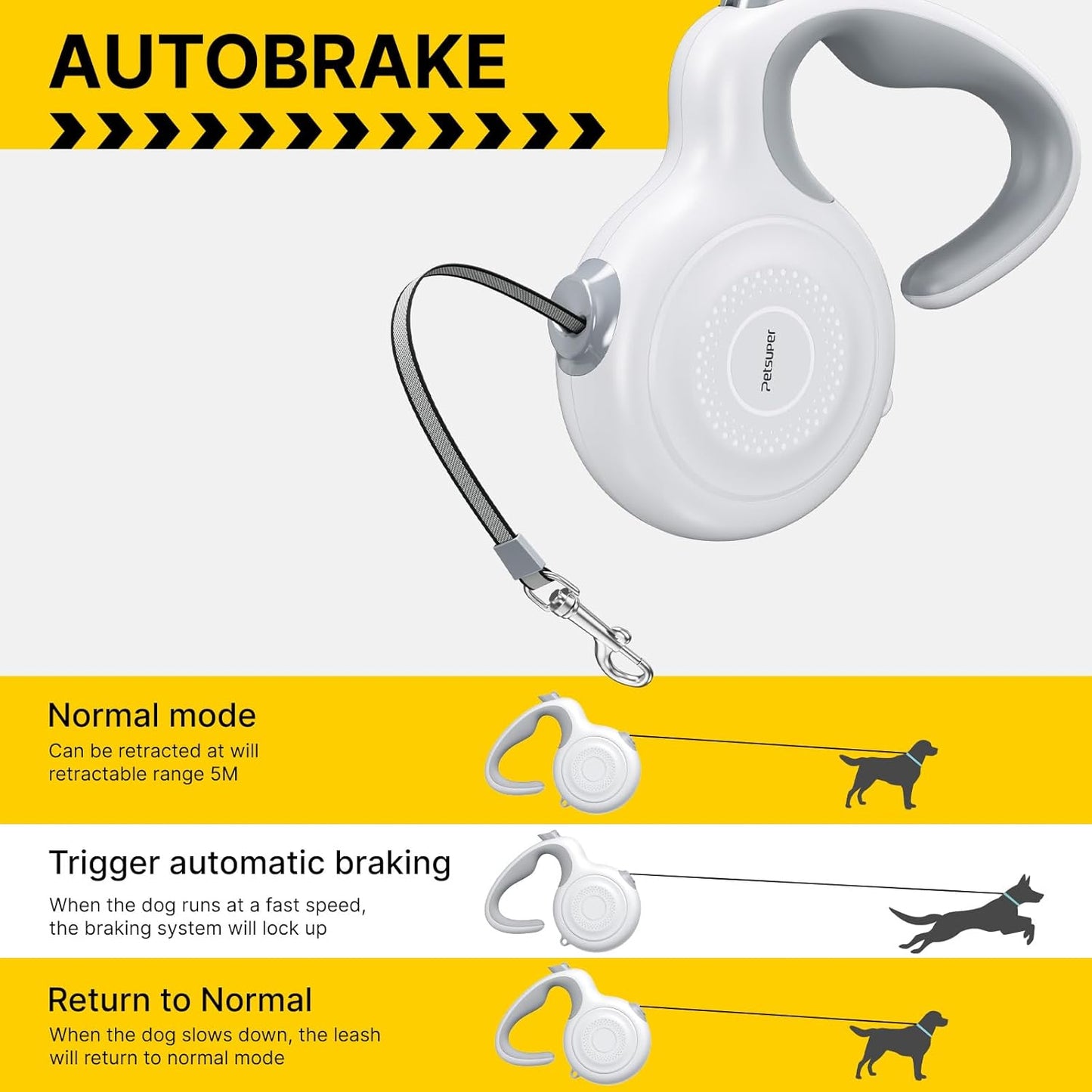 Premium 5M Retractable Dog Lead with Active Brake - Perfect for Medium to Large Dogs up to 60 Kg