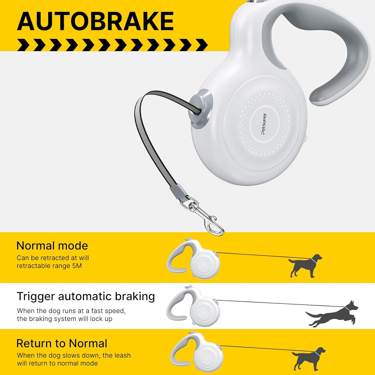 Premium 5M Retractable Dog Lead with Active Brake - Perfect for Medium to Large Dogs up to 60 Kg