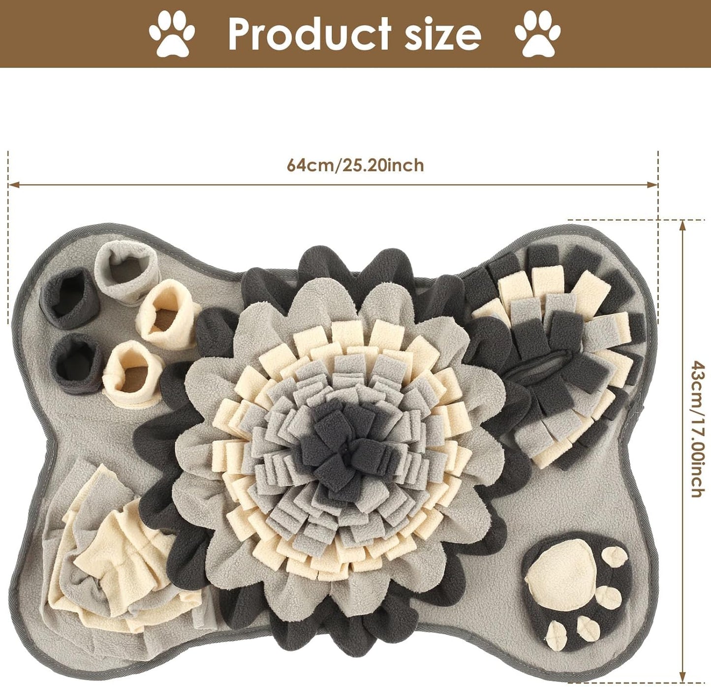 Snuffle Mat for Dogs - Soft, Washable Feeding Mat with Anti-Slip Design for Treats - Perfect for Puppies & Small to Medium Dogs (64x43cm)