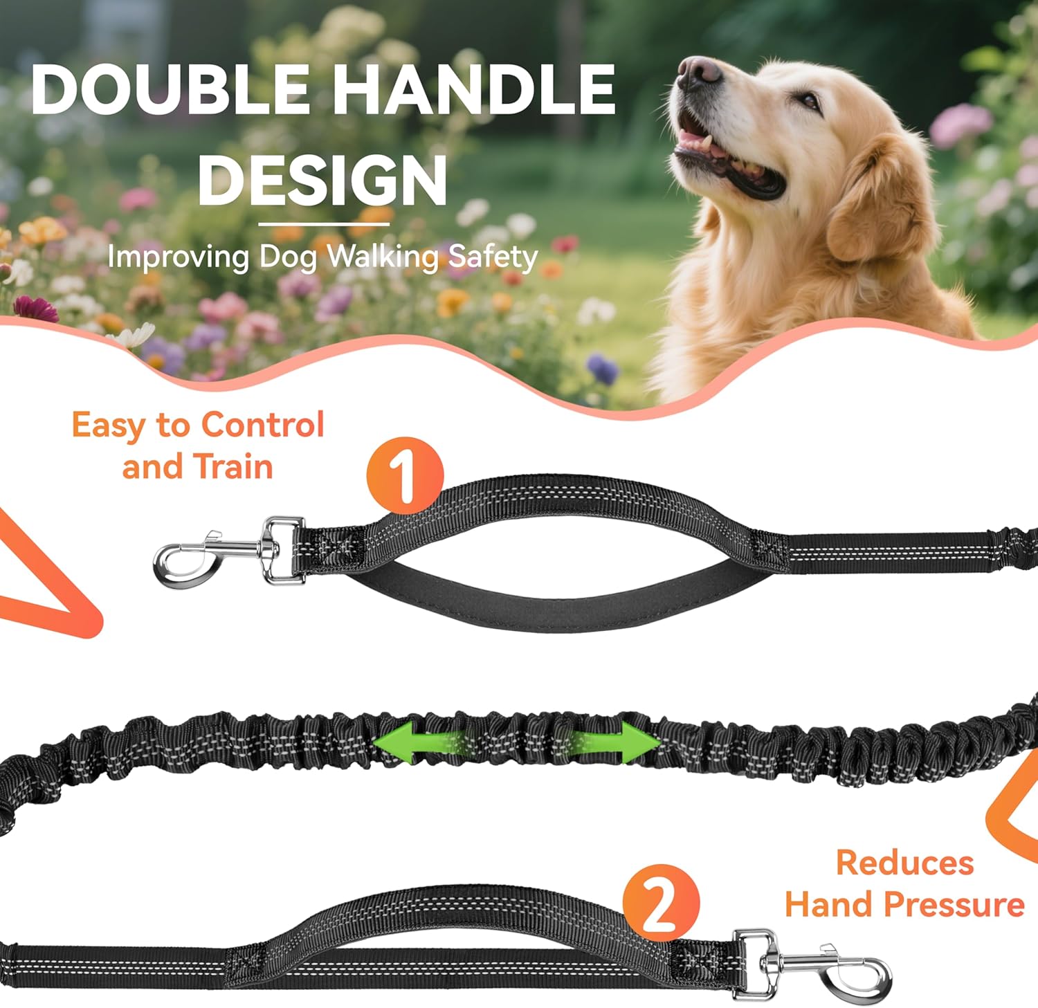 Ultimate Hands-Free Dog Lead: Adjustable Reflective Waist Belt with Dual Handles & Shock Absorbing Bungee for Jogging, Hiking, and Canicross - Perfect for Small to Medium Dogs