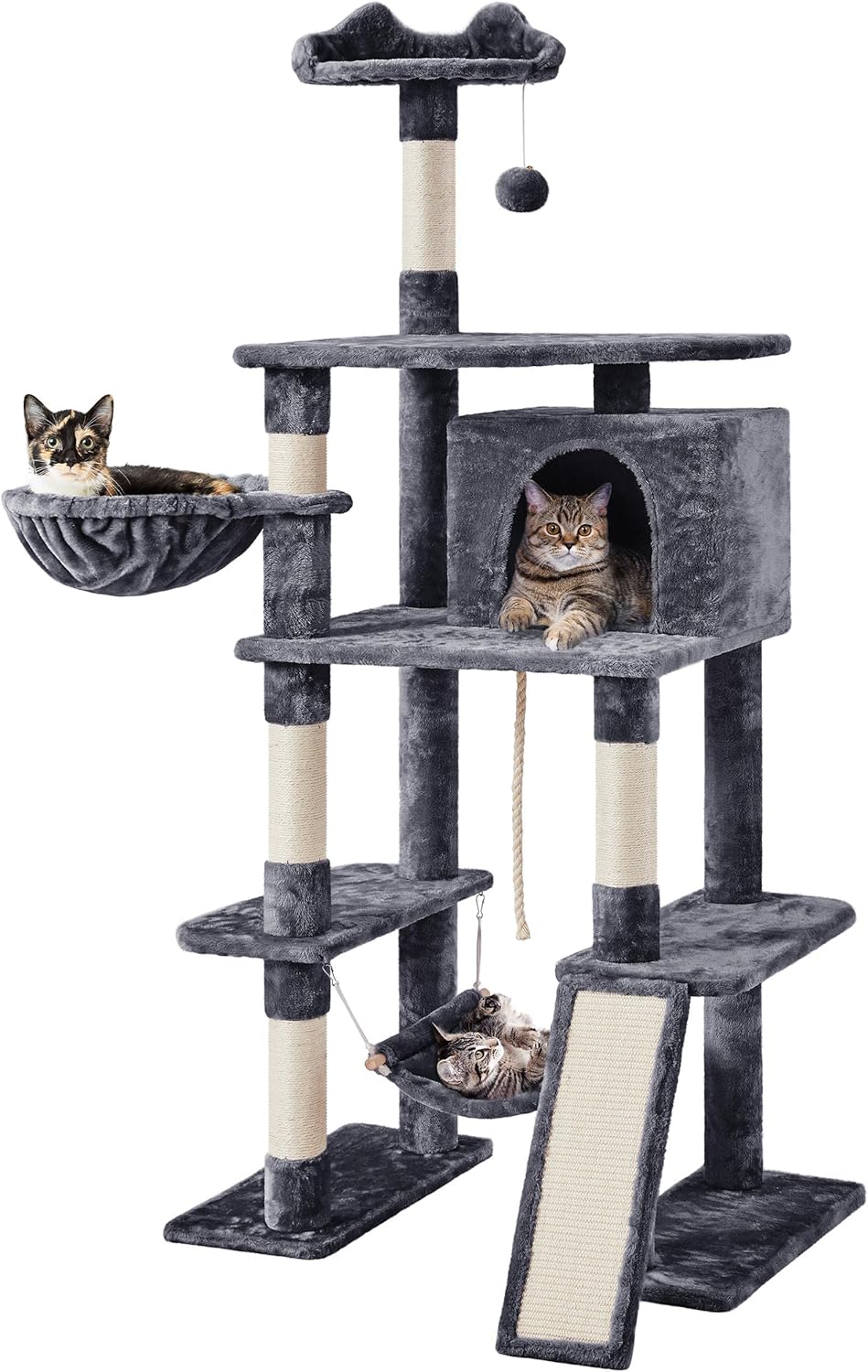 Ultimate 177Cm Cat Tree for Indoor Cats - Spacious Tower with House, Scratching Posts, Condo, Perch, Basket & Hammock