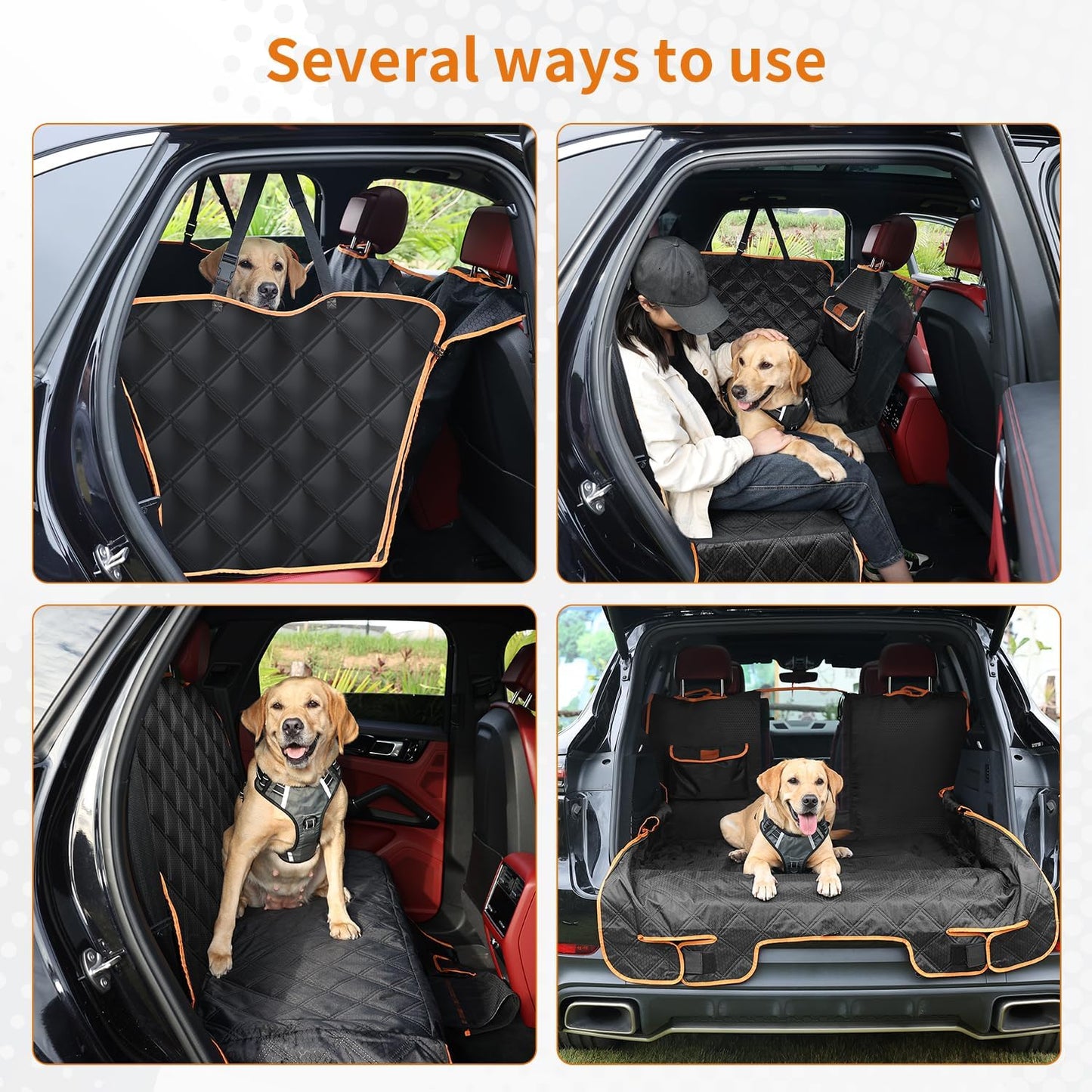 Luxury Scratchproof Waterproof Dog Car Seat Cover - Nonslip Hammock with Visual Window & Storage Bags for Cars, Trucks & SUVs (XL Size: 135 x 175 cm)
