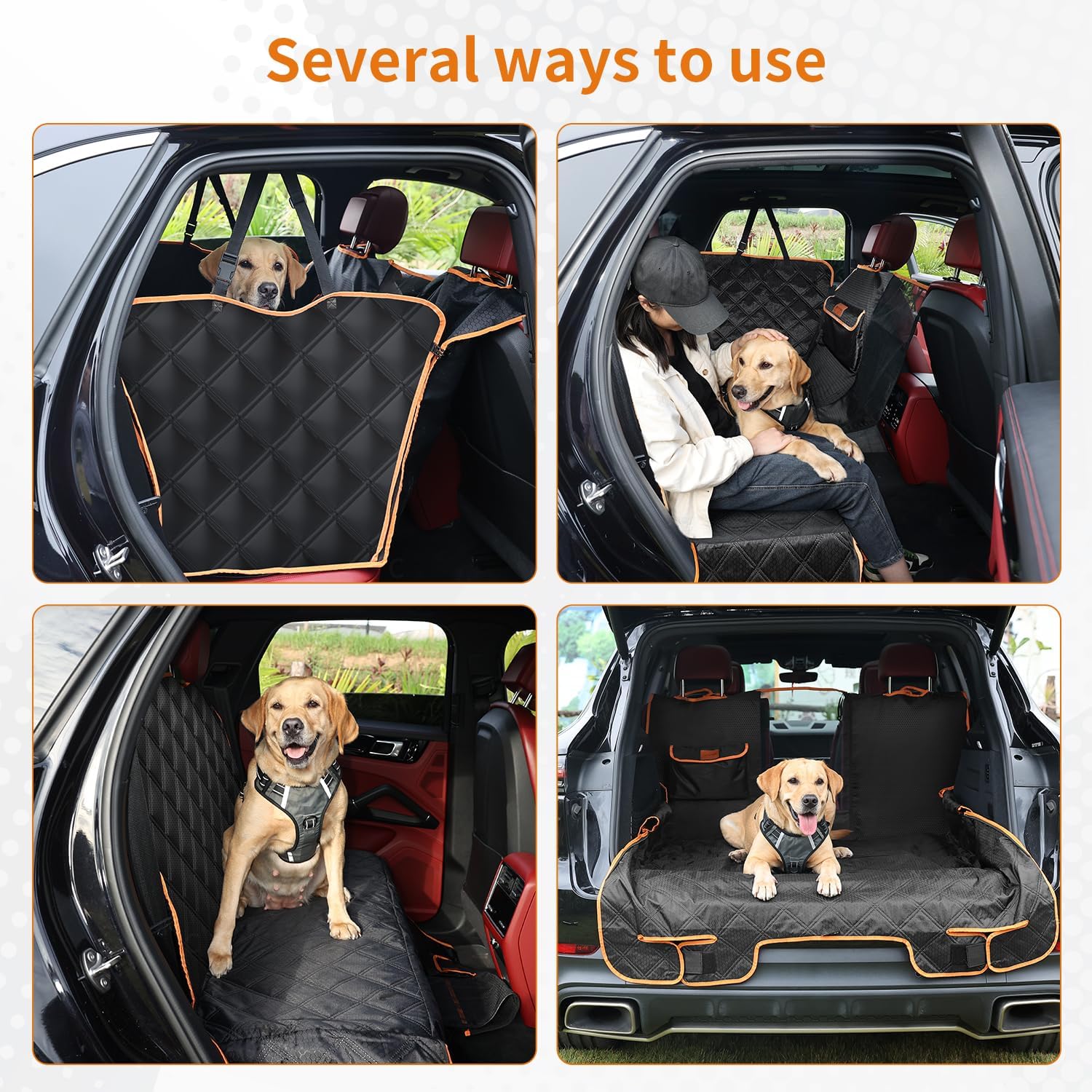 Luxury Scratchproof Waterproof Dog Car Seat Cover - Nonslip Hammock with Visual Window & Storage Bags for Cars, Trucks & SUVs (XL Size: 135 x 175 cm)