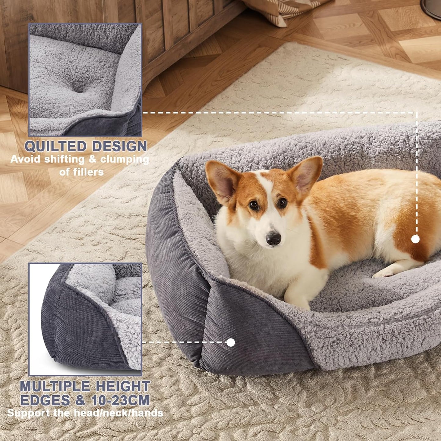 Ultimate Dog Bed - Washable & Waterproof, Supports Bone Health with Plush Fibre Cotton Fill