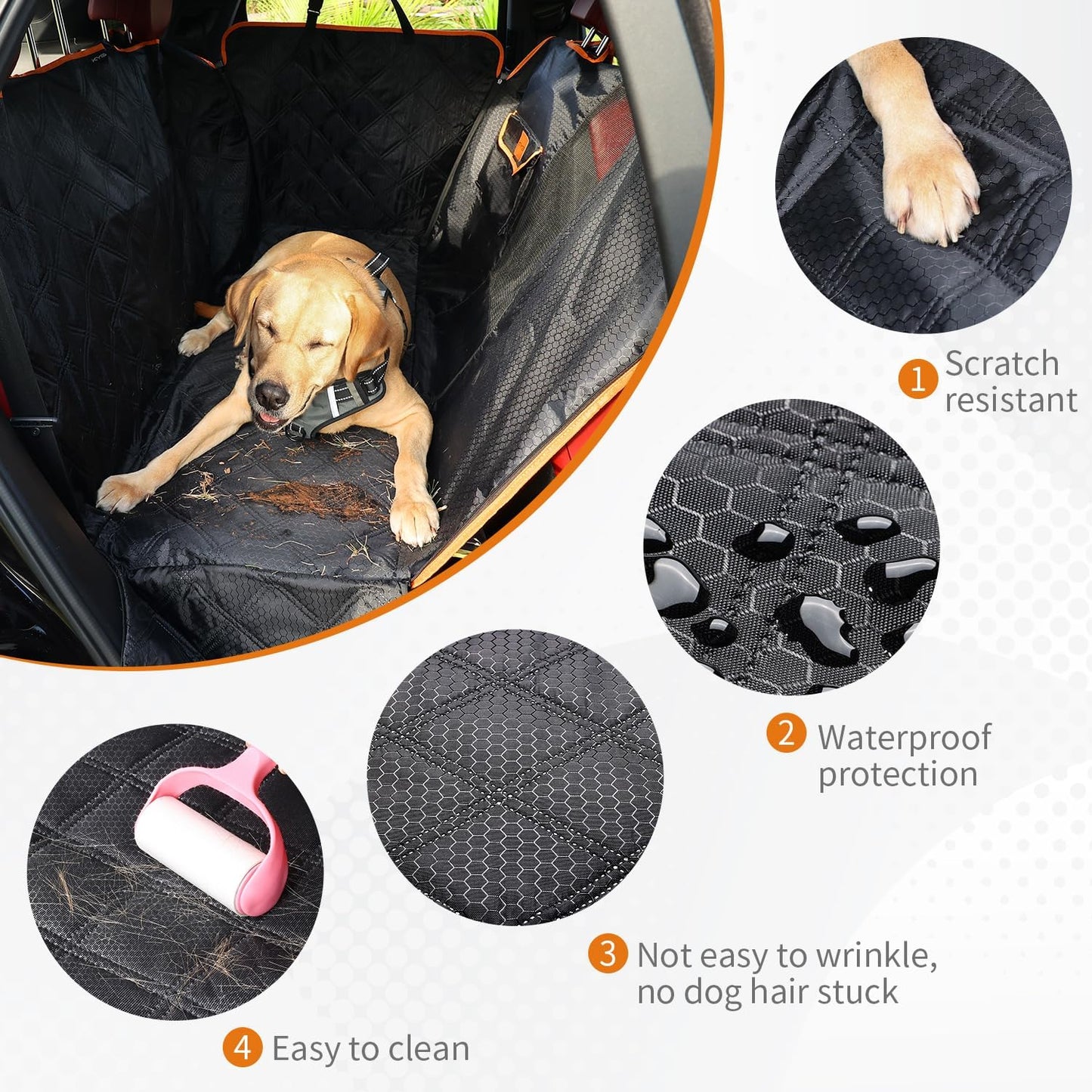 Luxury Scratchproof Waterproof Dog Car Seat Cover - Nonslip Hammock with Visual Window & Storage Bags for Cars, Trucks & SUVs (XL Size: 135 x 175 cm)