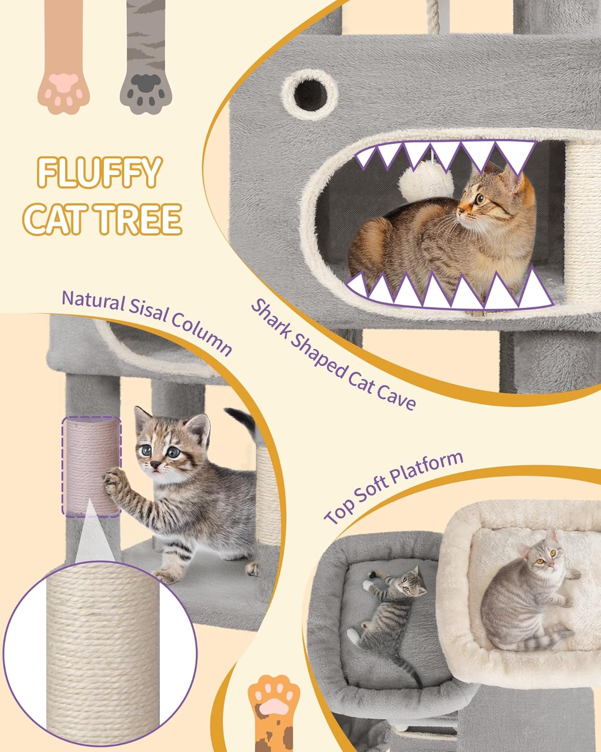 Deluxe 180cm Multi-Level Cat Tree with 8 Scratching Posts, Platforms, Caves & Plush Toys
