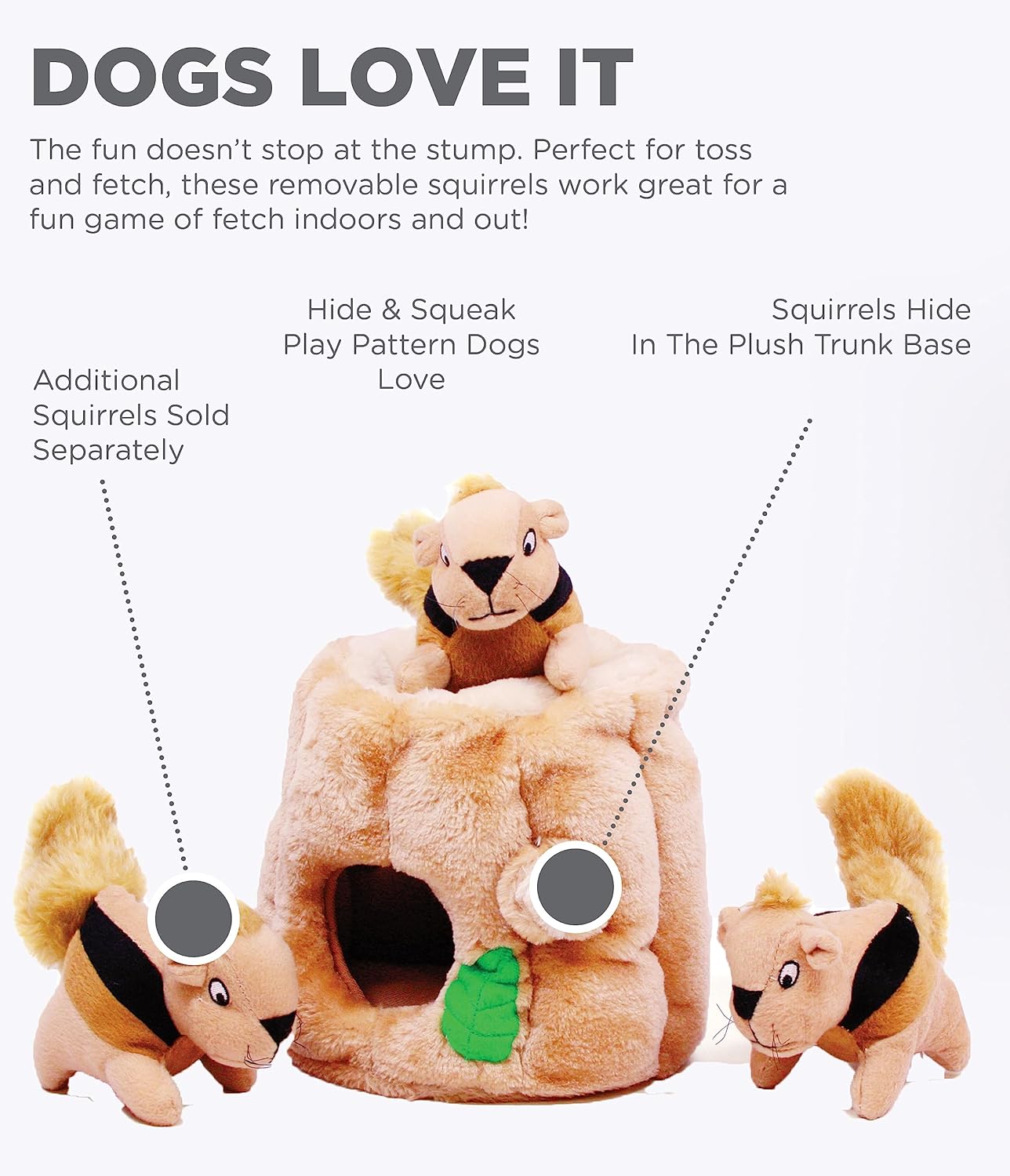 Plush Squirrel Hide and Seek Dog Toy - Interactive Squeaky Toy for Birthday Fun, Mental Stimulation, and Boredom Relief
