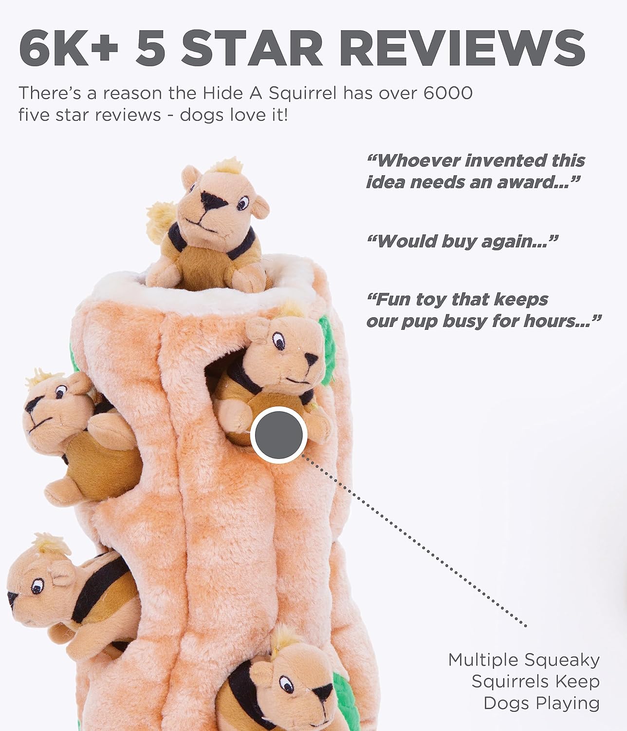 Plush Squirrel Hide and Seek Dog Toy - Interactive Squeaky Toy for Birthday Fun, Mental Stimulation, and Boredom Relief