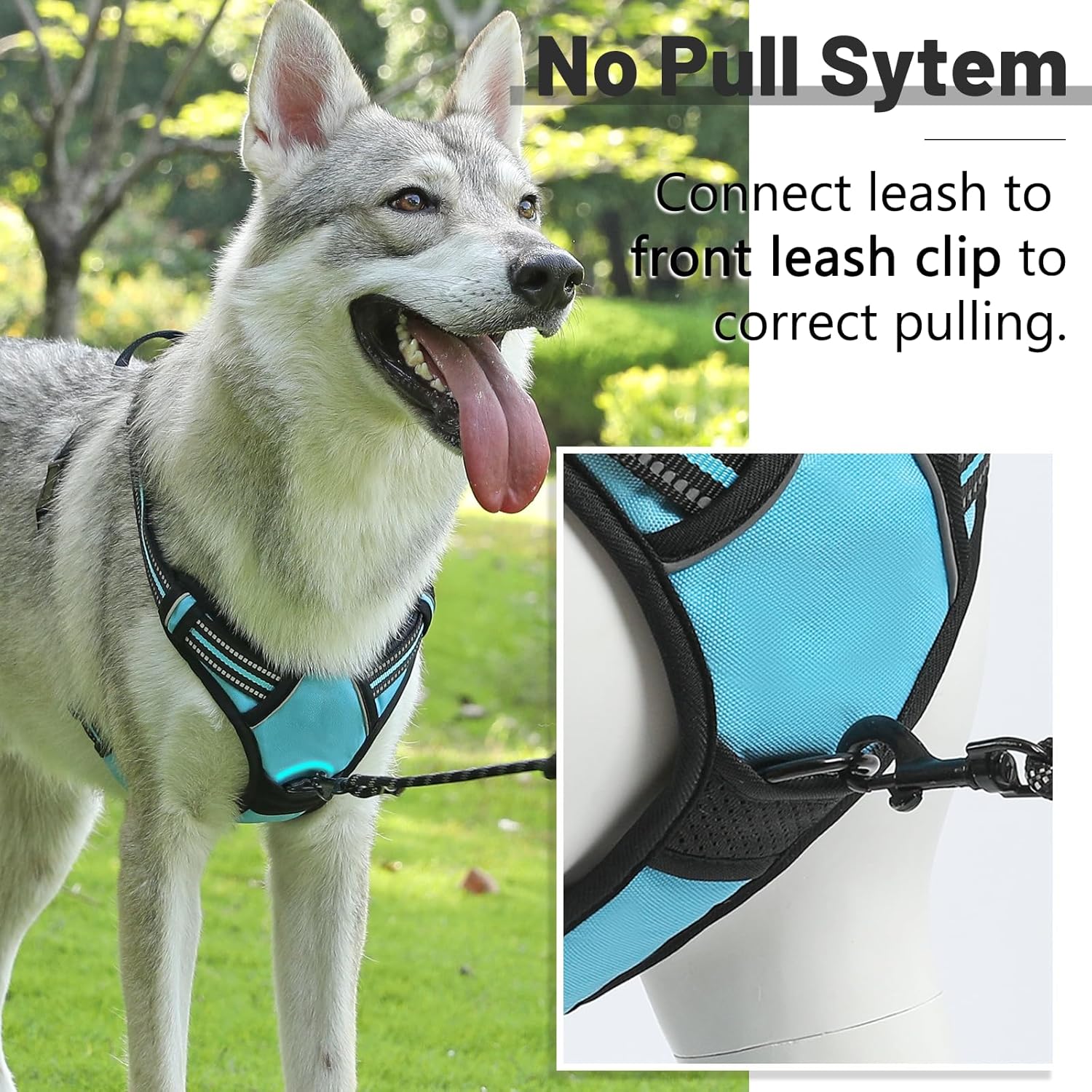 No-Pull Adjustable Dog Harness - Reflective Front Clip with Easy Control Handle, Perfect for Small to Large Dogs