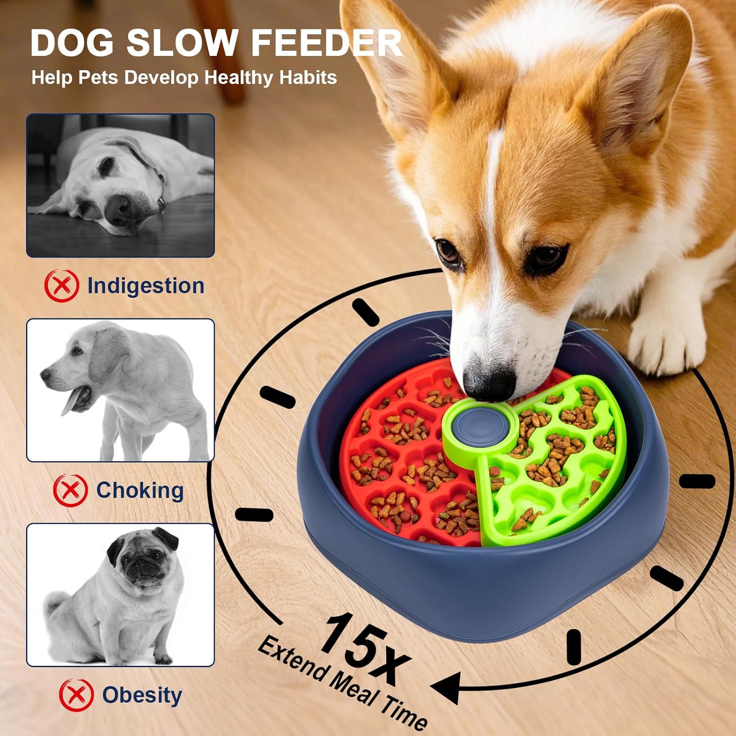 Interactive Slow Feeder Dog Bowl - Engaging Puzzle Game for Small & Medium Dogs