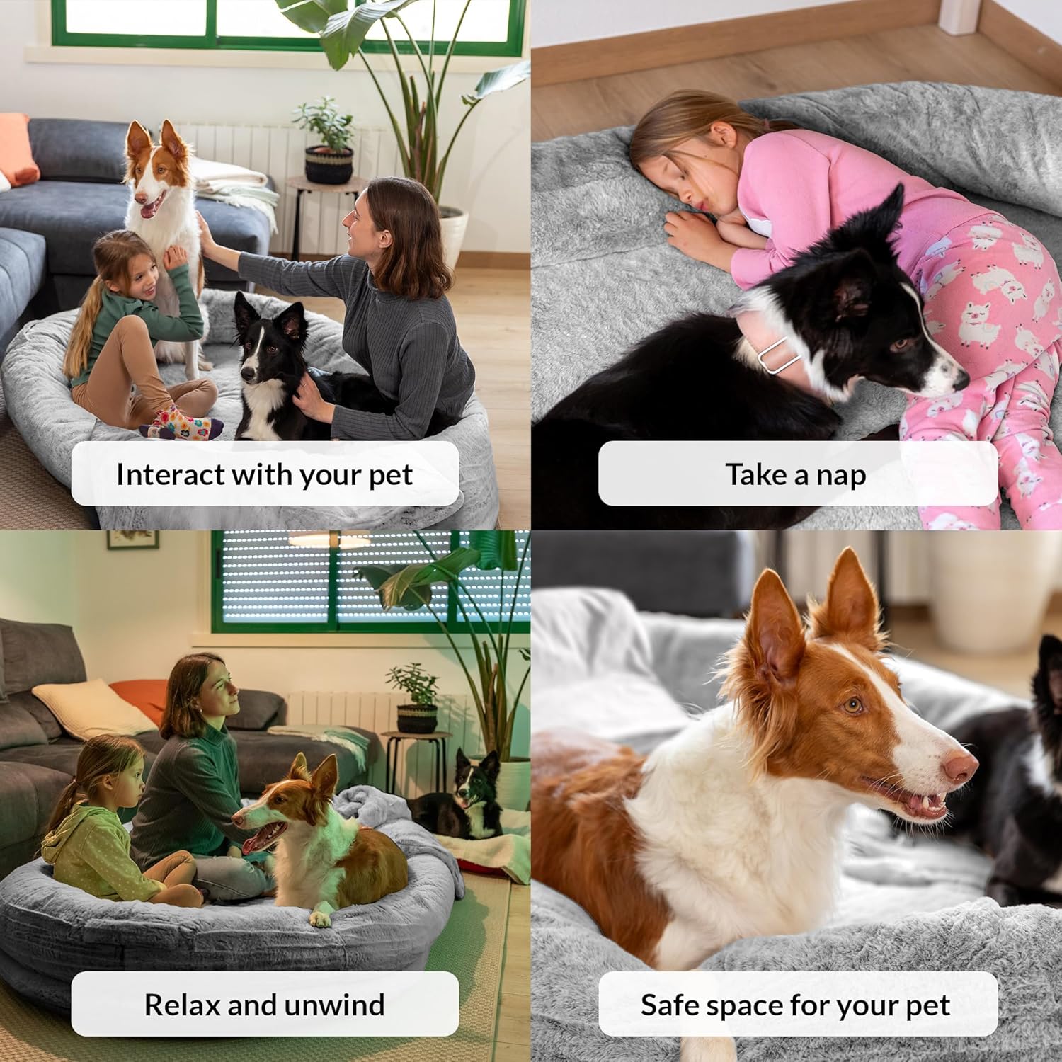 Cosy Human Dog Bed for Adults & Pets | Oversized Bean Bag Dog Bed with Detachable Cover & Blanket