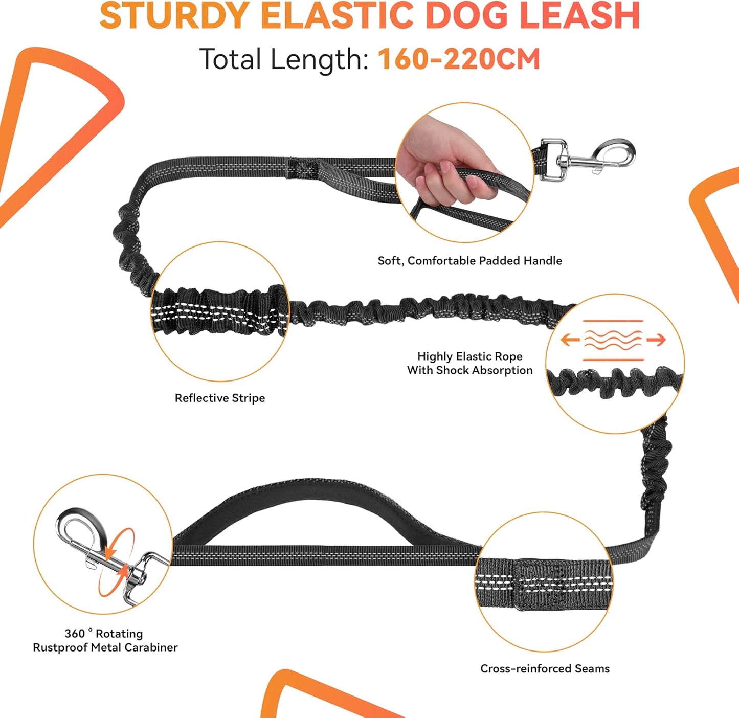 Ultimate Hands-Free Dog Lead: Adjustable Reflective Waist Belt with Dual Handles & Shock Absorbing Bungee for Jogging, Hiking, and Canicross - Perfect for Small to Medium Dogs