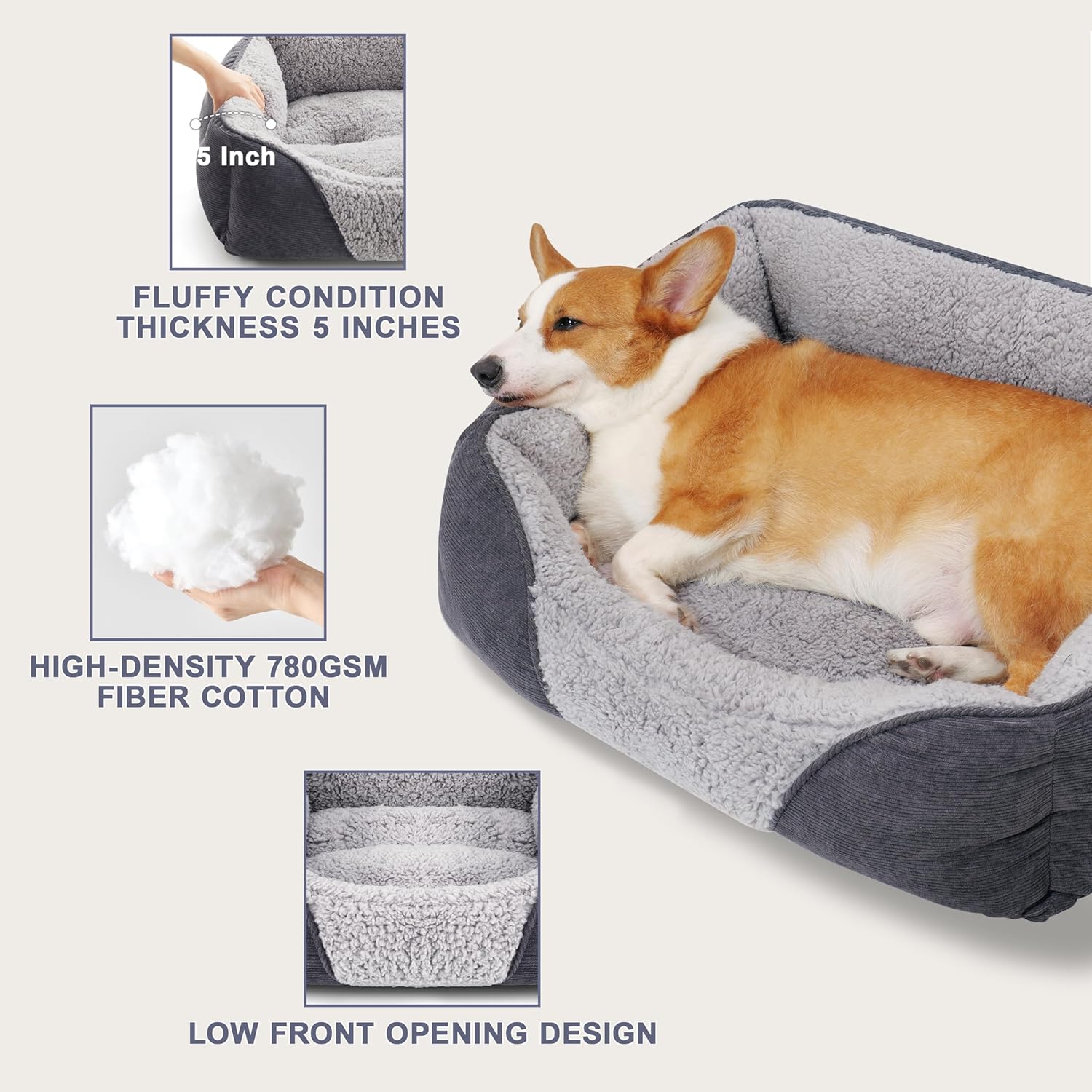 Ultimate Dog Bed - Washable & Waterproof, Supports Bone Health with Plush Fibre Cotton Fill