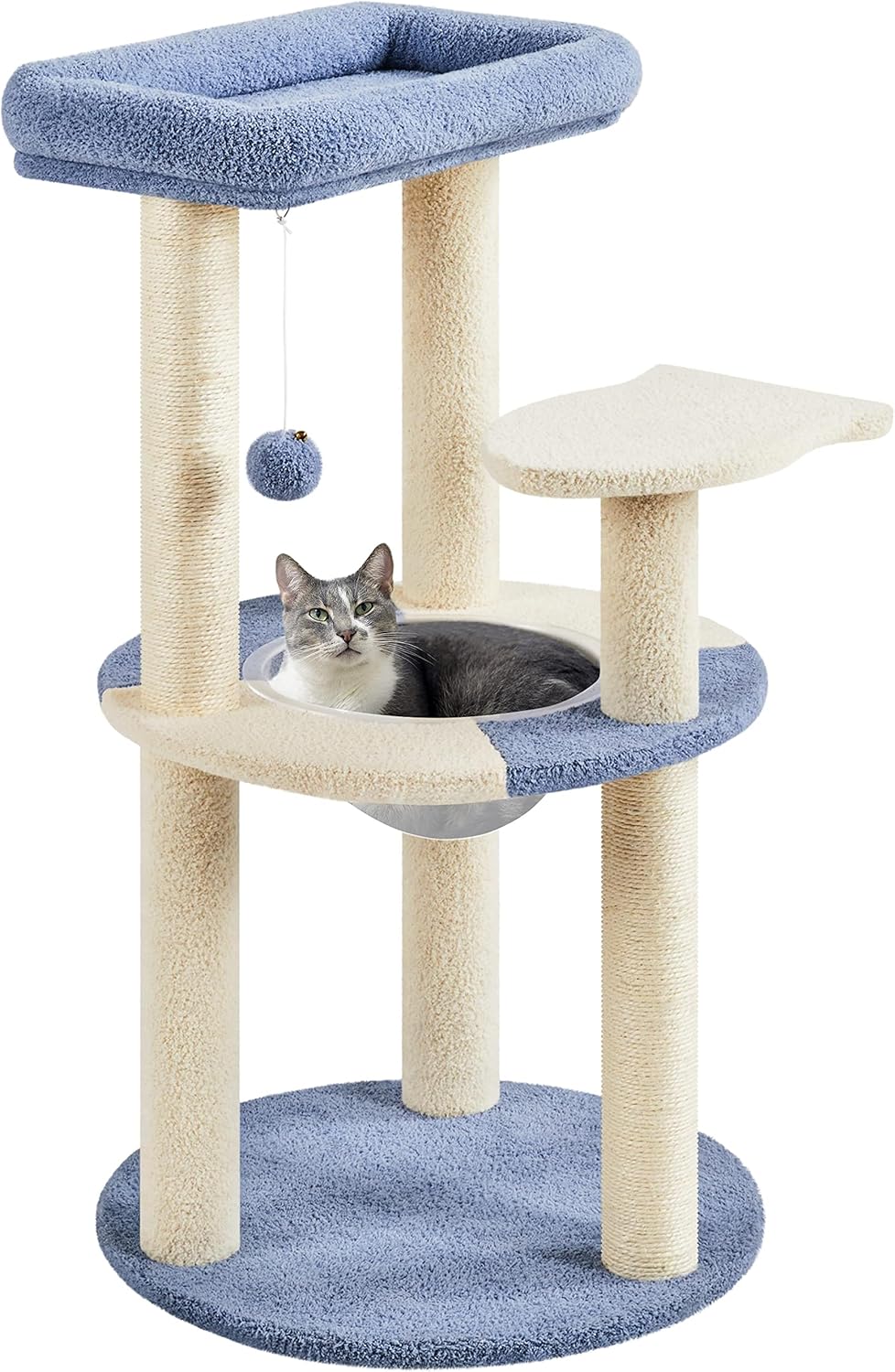 Deluxe 90Cm Cat Tree Tower - Stylish Indoor Activity Centre with 2 Perches, Scratching Posts, Capsule Nest & Fun Dangling Ball