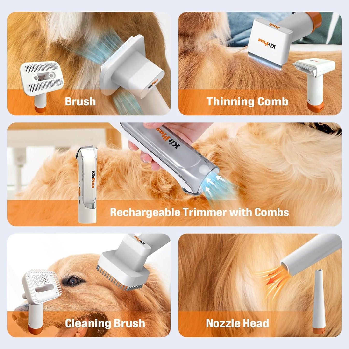 Ultimate 3-in-1 Pet Grooming Solution: Rechargeable Hair Trimmer with 28000Pa Suction, 2L Vacuum Capacity, 9 Tools & LED Touch Screen