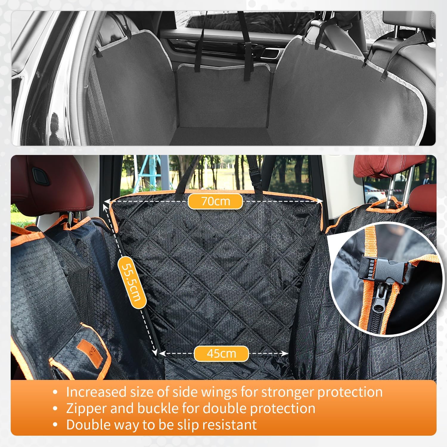 Luxury Scratchproof Waterproof Dog Car Seat Cover - Nonslip Hammock with Visual Window & Storage Bags for Cars, Trucks & SUVs (XL Size: 135 x 175 cm)