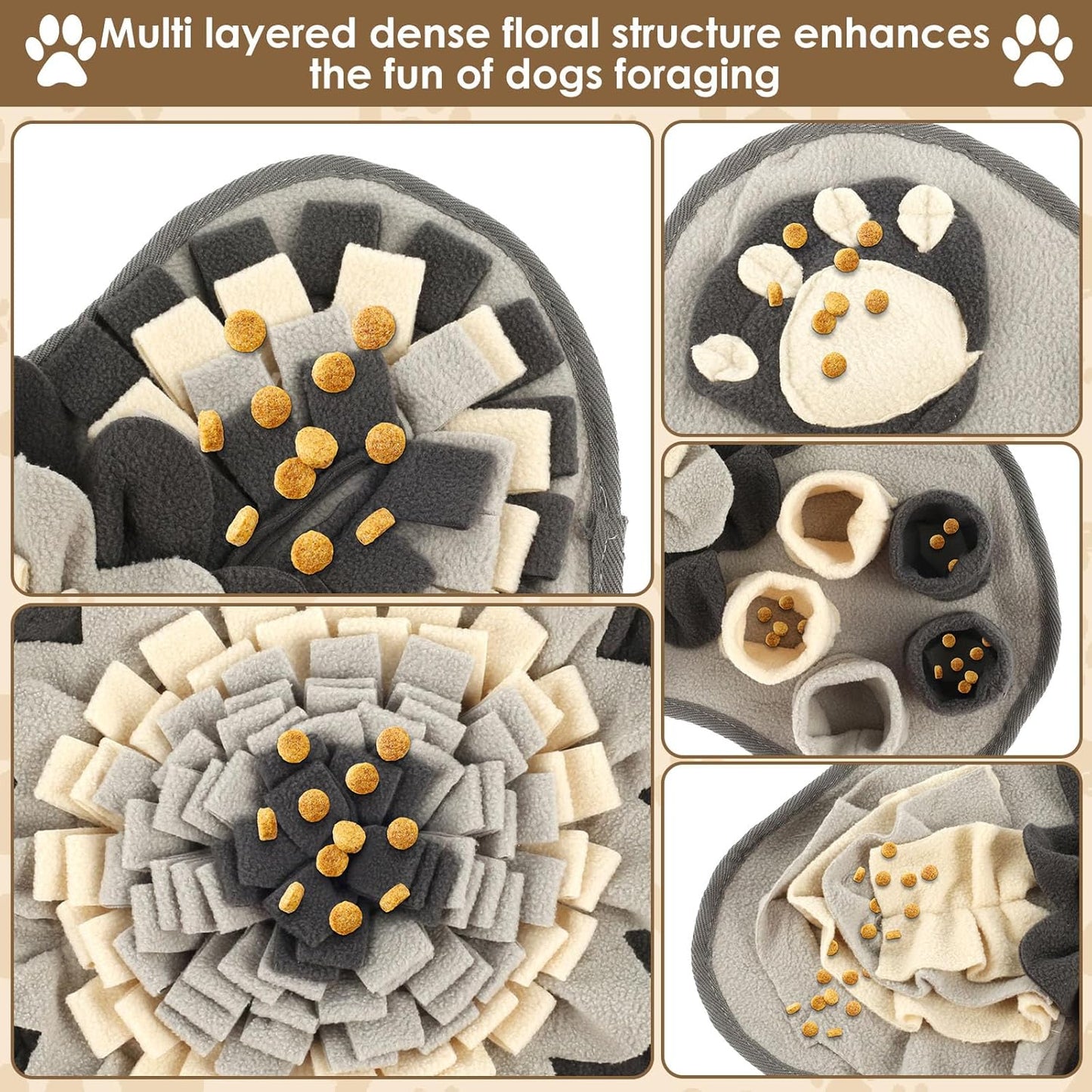 Snuffle Mat for Dogs - Soft, Washable Feeding Mat with Anti-Slip Design for Treats - Perfect for Puppies & Small to Medium Dogs (64x43cm)