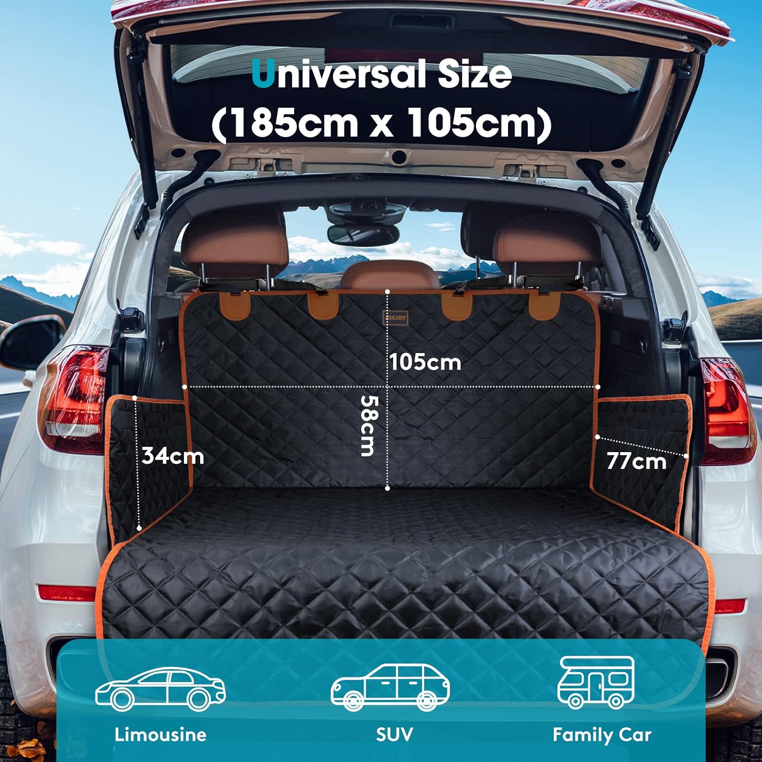 Ultimate Car Boot Protector for Dogs - Non-Slip, Scratchproof & Dirt Resistant Liner with Side & Bumper Protection - Adjustable Straps for SUVs, Trucks & Cars