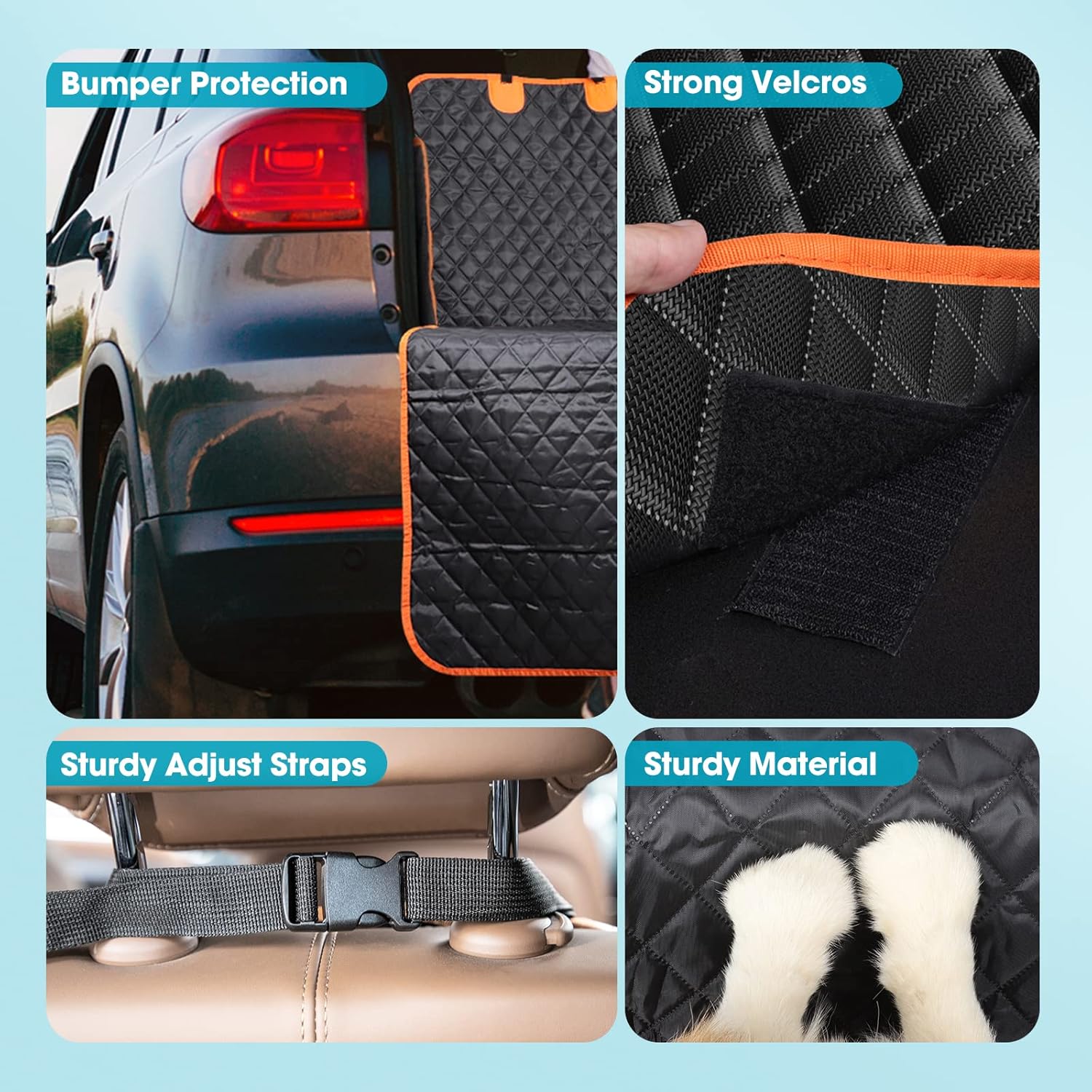 Ultimate Car Boot Protector for Dogs - Non-Slip, Scratchproof & Dirt Resistant Liner with Side & Bumper Protection - Adjustable Straps for SUVs, Trucks & Cars