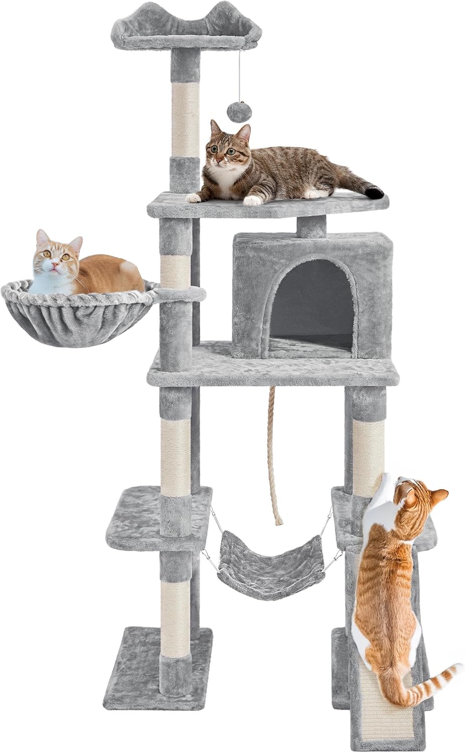 Ultimate 177Cm Cat Tree for Indoor Cats - Spacious Tower with House, Scratching Posts, Condo, Perch, Basket & Hammock