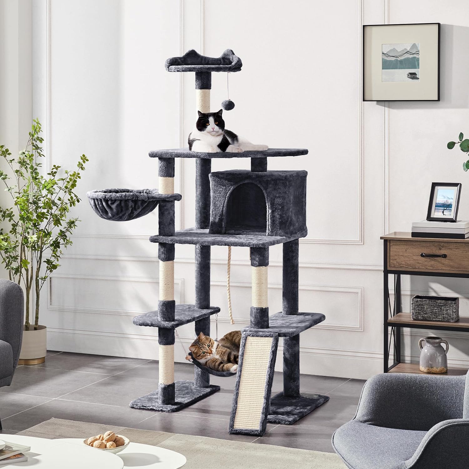 Ultimate 177Cm Cat Tree for Indoor Cats - Spacious Tower with House, Scratching Posts, Condo, Perch, Basket & Hammock