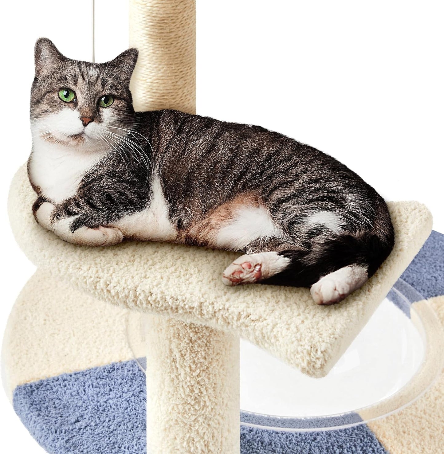 Deluxe 90Cm Cat Tree Tower - Stylish Indoor Activity Centre with 2 Perches, Scratching Posts, Capsule Nest & Fun Dangling Ball