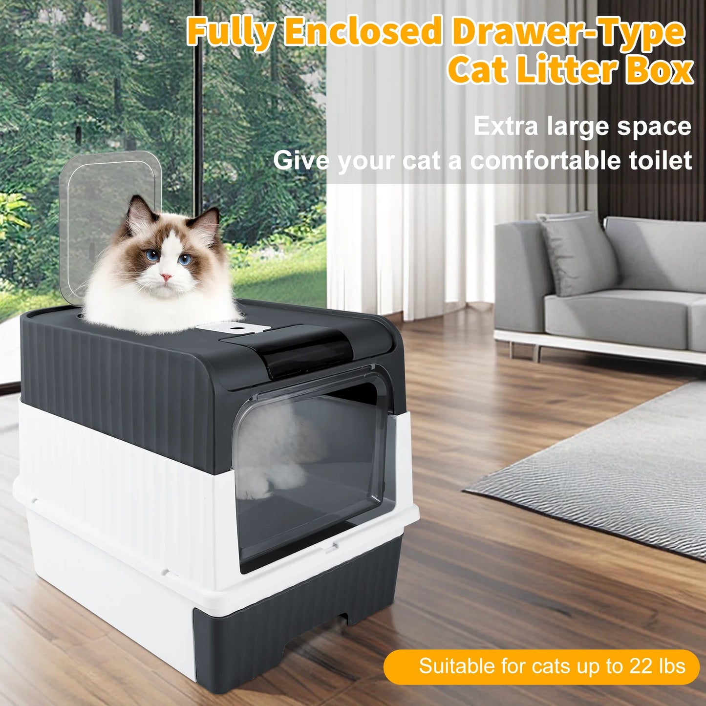 Ultimate Extra Large Self-Cleaning Cat Litter Box with Enclosed Drawer and Anti-Splash Design