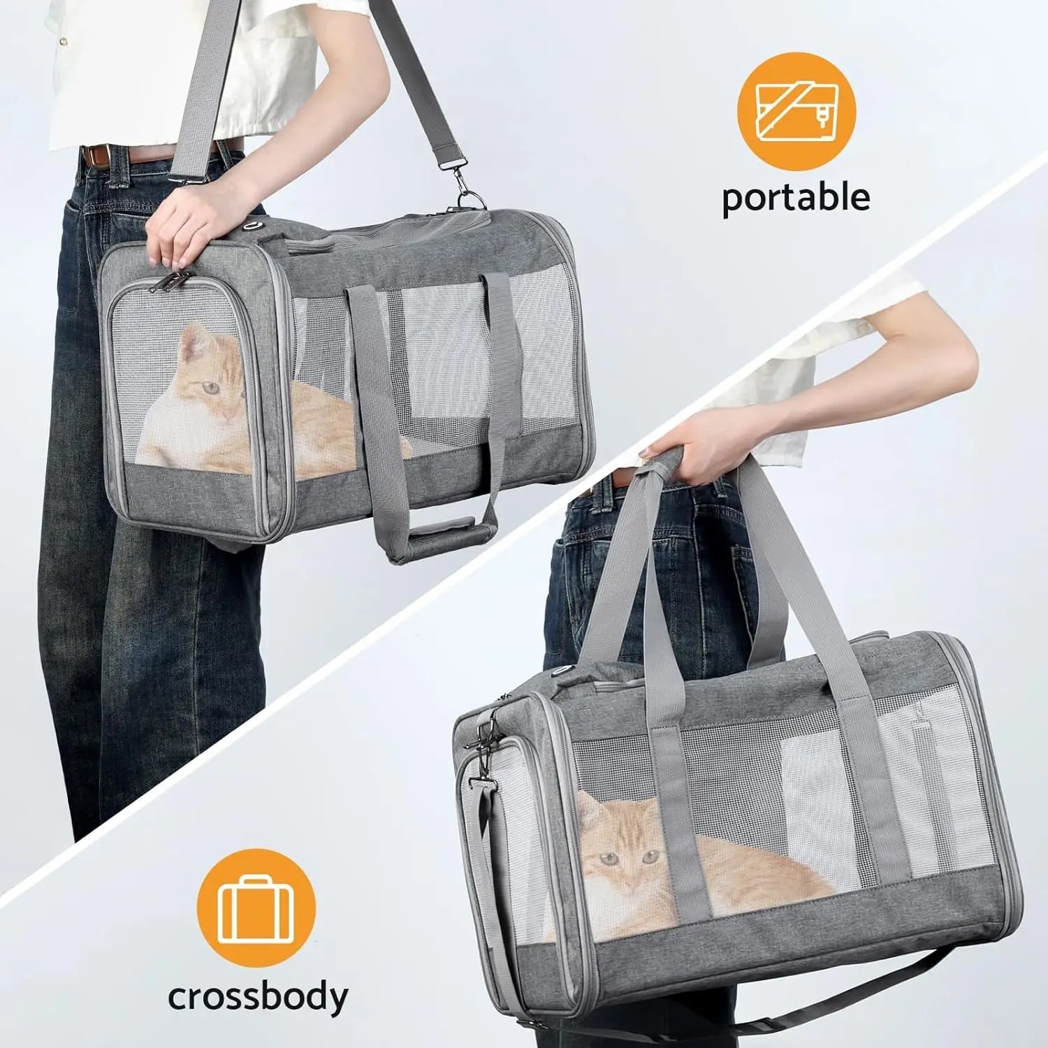 Airline Approved Soft Pet Carrier for Cats & Dogs - Breathable Travel Bag with Removable Support Board