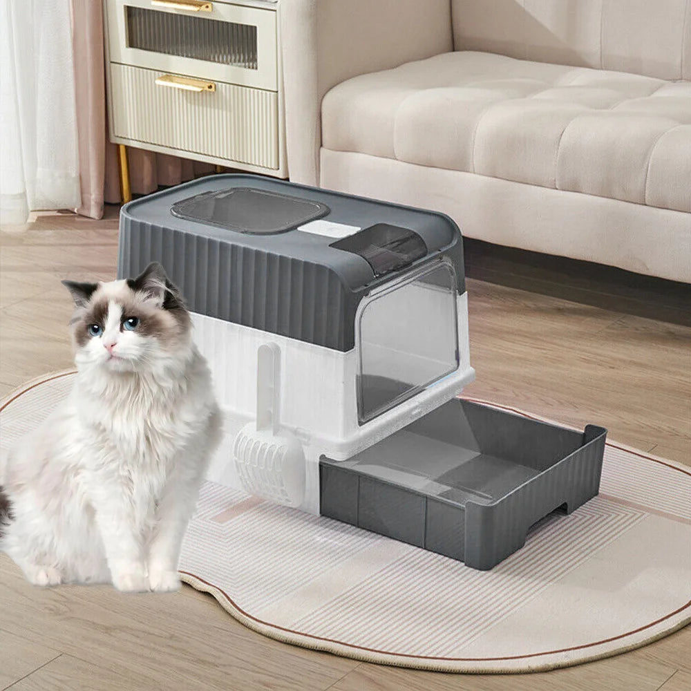 Ultimate Extra Large Self-Cleaning Cat Litter Box with Enclosed Drawer and Anti-Splash Design