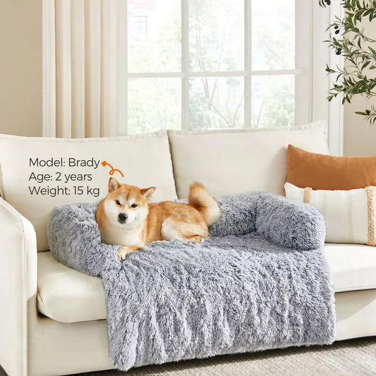 Luxurious Gray Pet Sofa Bed - Soft & Cozy Cushion for Dogs and Cats, Stylish Design with Removable Cover