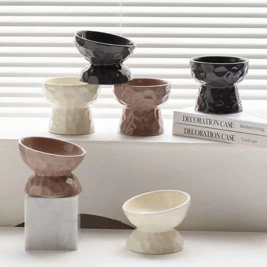 Stylish Non-Slip Ceramic Cat and Dog Bowl - Slanted/Flat Design for Easy Feeding and Hydration