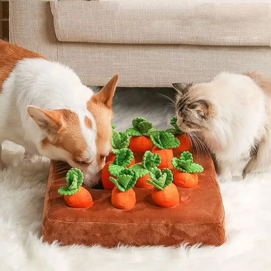 Interactive Carrot Snuffle Mat for Dogs and Cats - Engaging Puzzle Toy for Stress Relief and Chewing Fun!