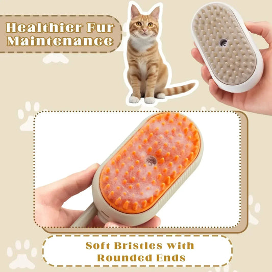 3-in-1 Steam Pet Brush for Dogs and Cats - Massage, Grooming, and Hair Removal Comb