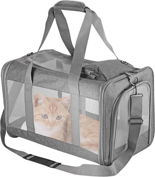 Airline Approved Soft Pet Carrier for Cats & Dogs - Breathable Travel Bag with Removable Support Board